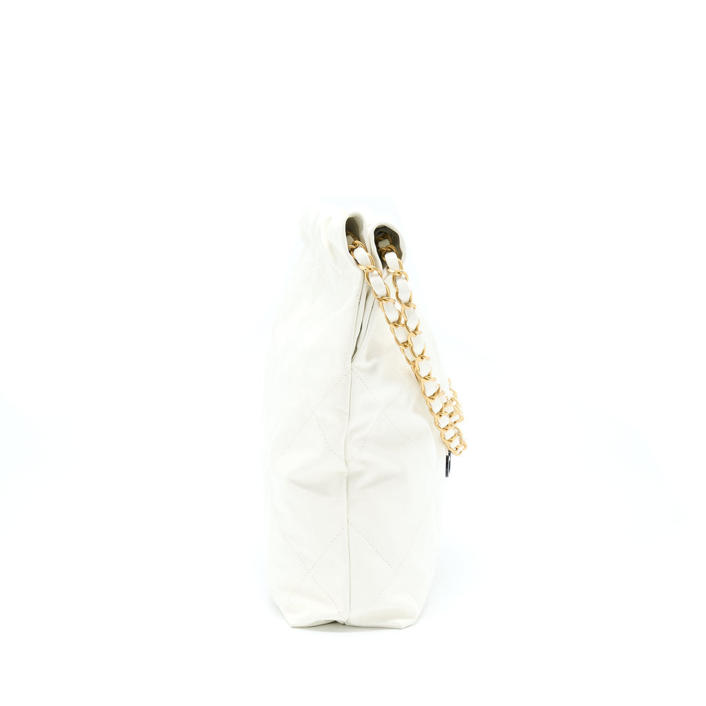 Chanel Small 22 Bag Shiny Calfskin White