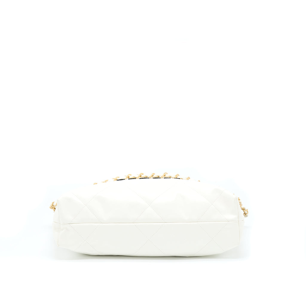 Chanel Small 22 Bag Shiny Calfskin White
