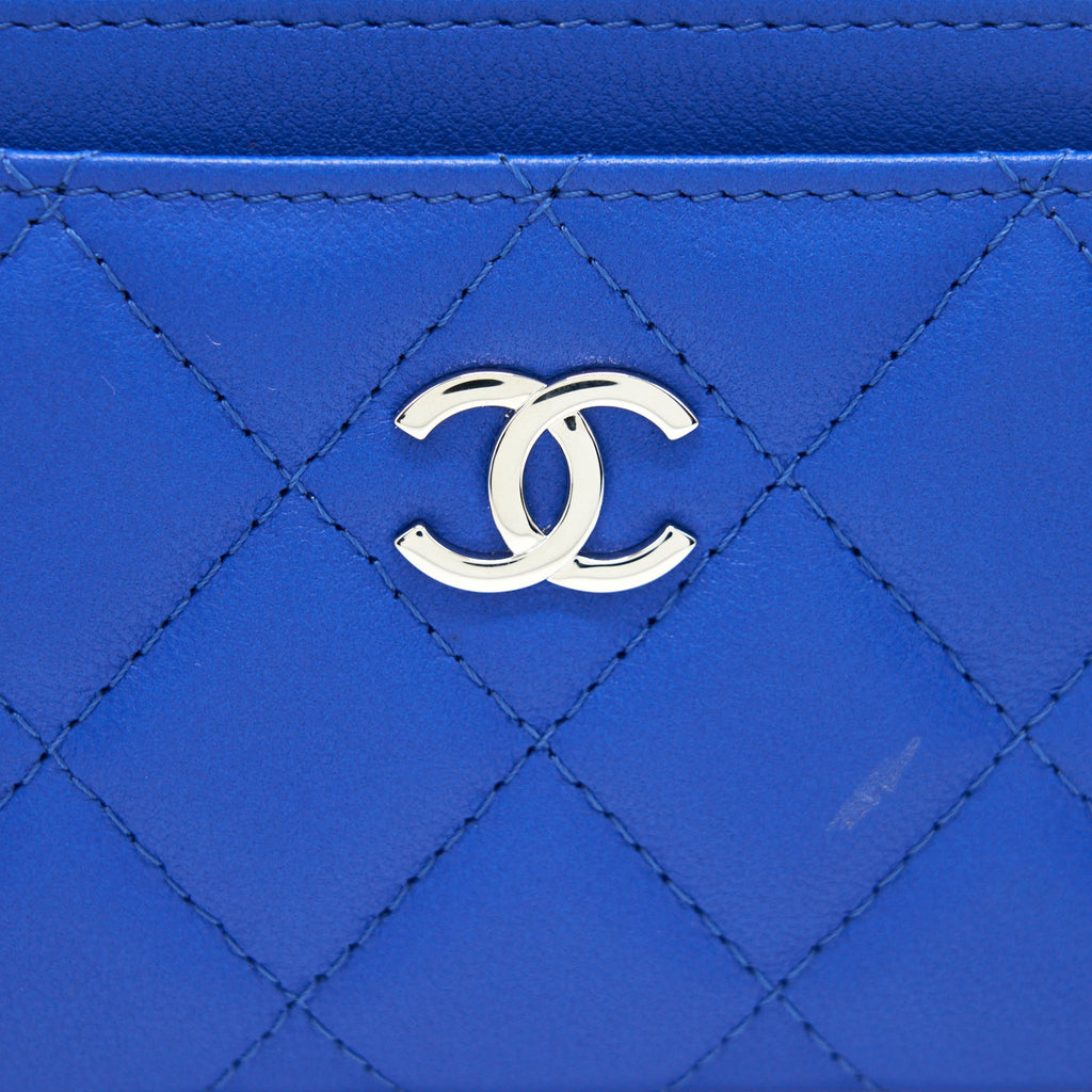 Chanel Classic CC Card Holder Lambskin Blue