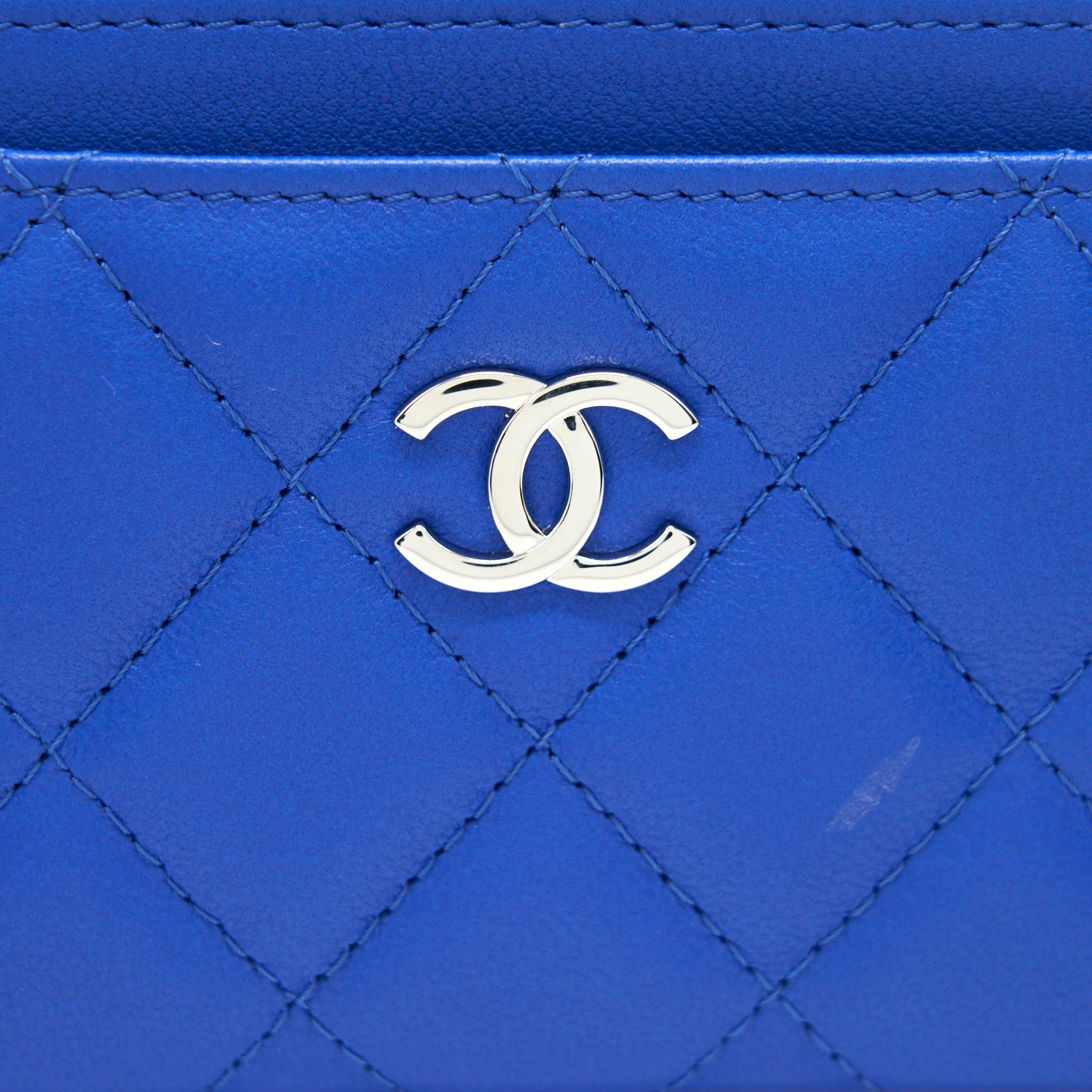 Chanel Classic CC Card Holder Lambskin Blue