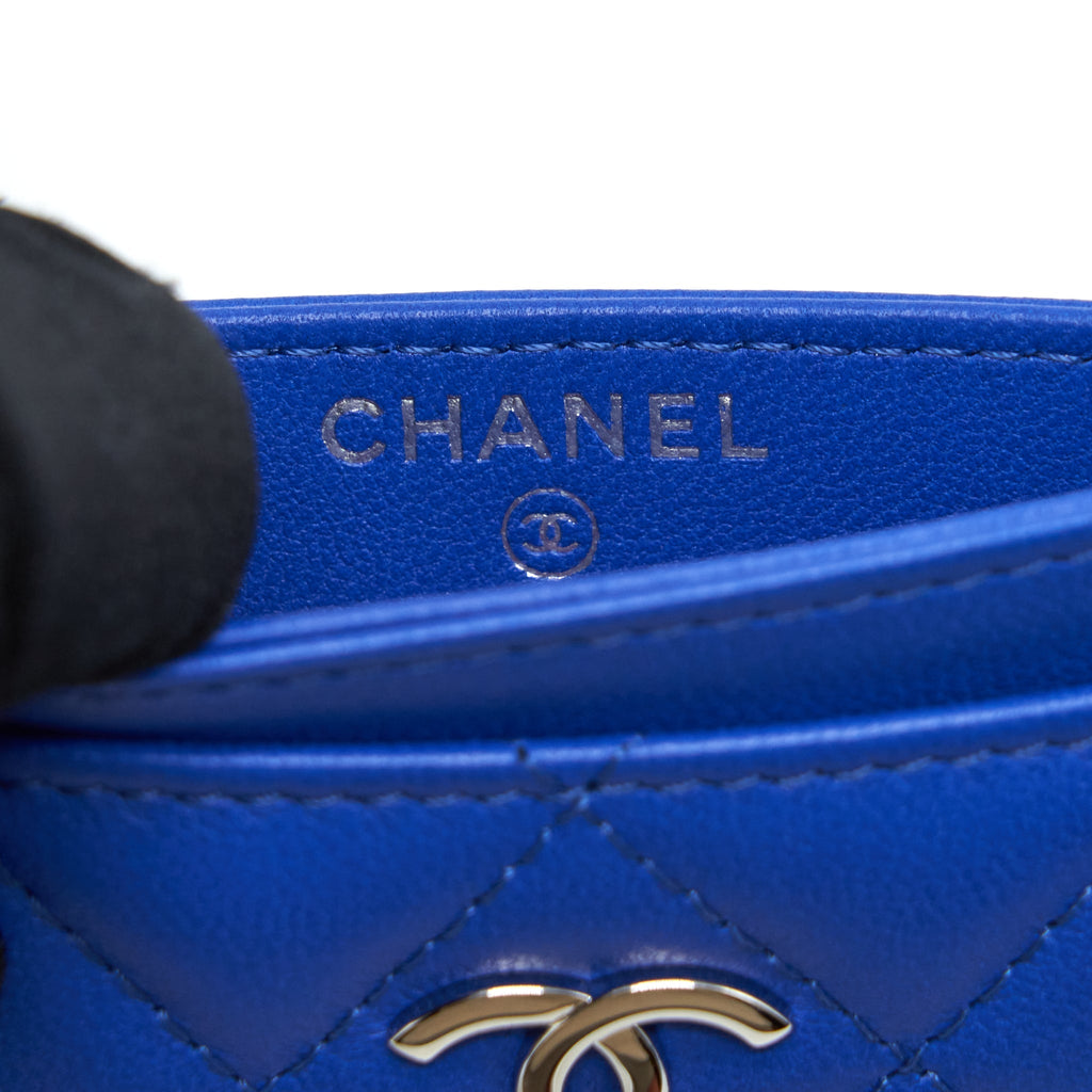 Chanel Classic CC Card Holder Lambskin Blue