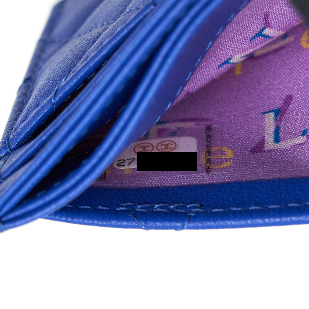 Chanel Classic CC Card Holder Lambskin Blue