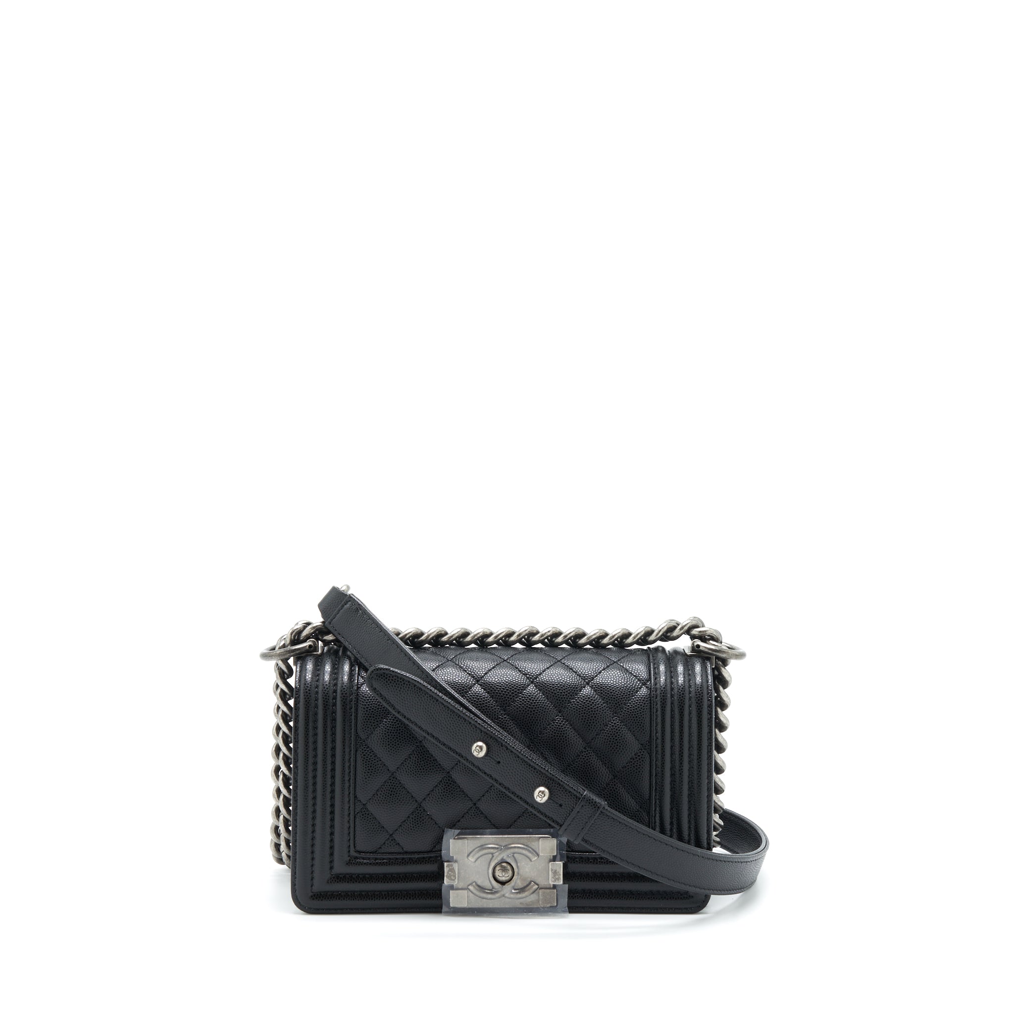 Chanel Small Boy Bag Caviar Black Ruthenium Sliver Hardware
