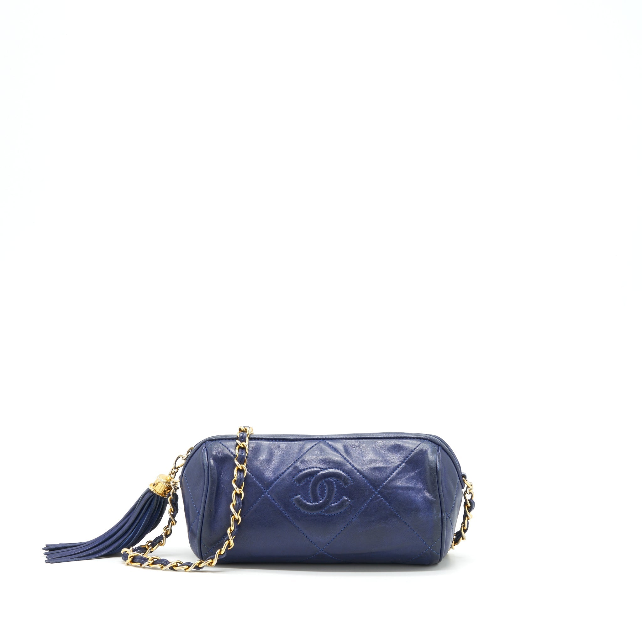 Chanel Vintage Barrel Bag Lambskin Navy