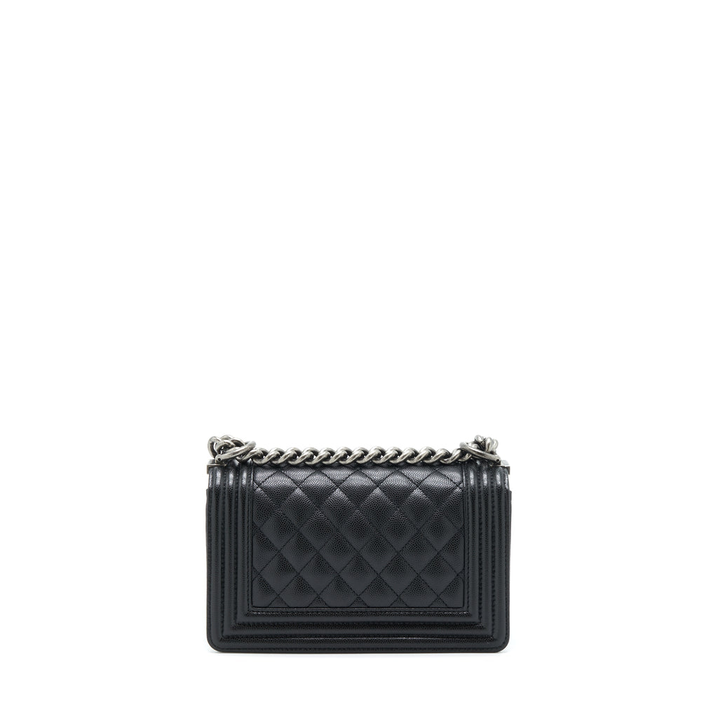 Chanel Small Boy Bag Caviar Black Ruthenium Sliver Hardware