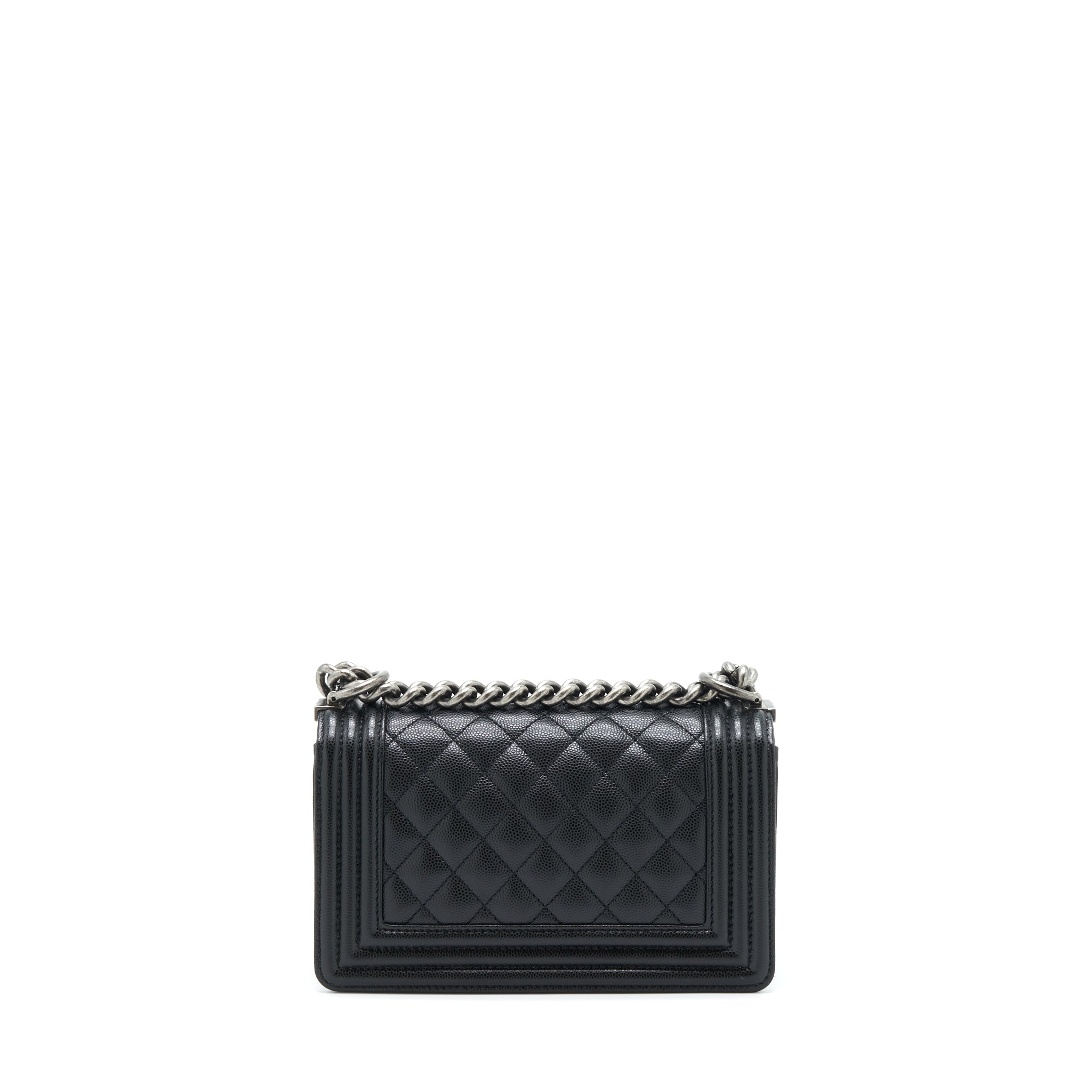 Chanel Small Boy Bag Caviar Black Ruthenium Sliver Hardware
