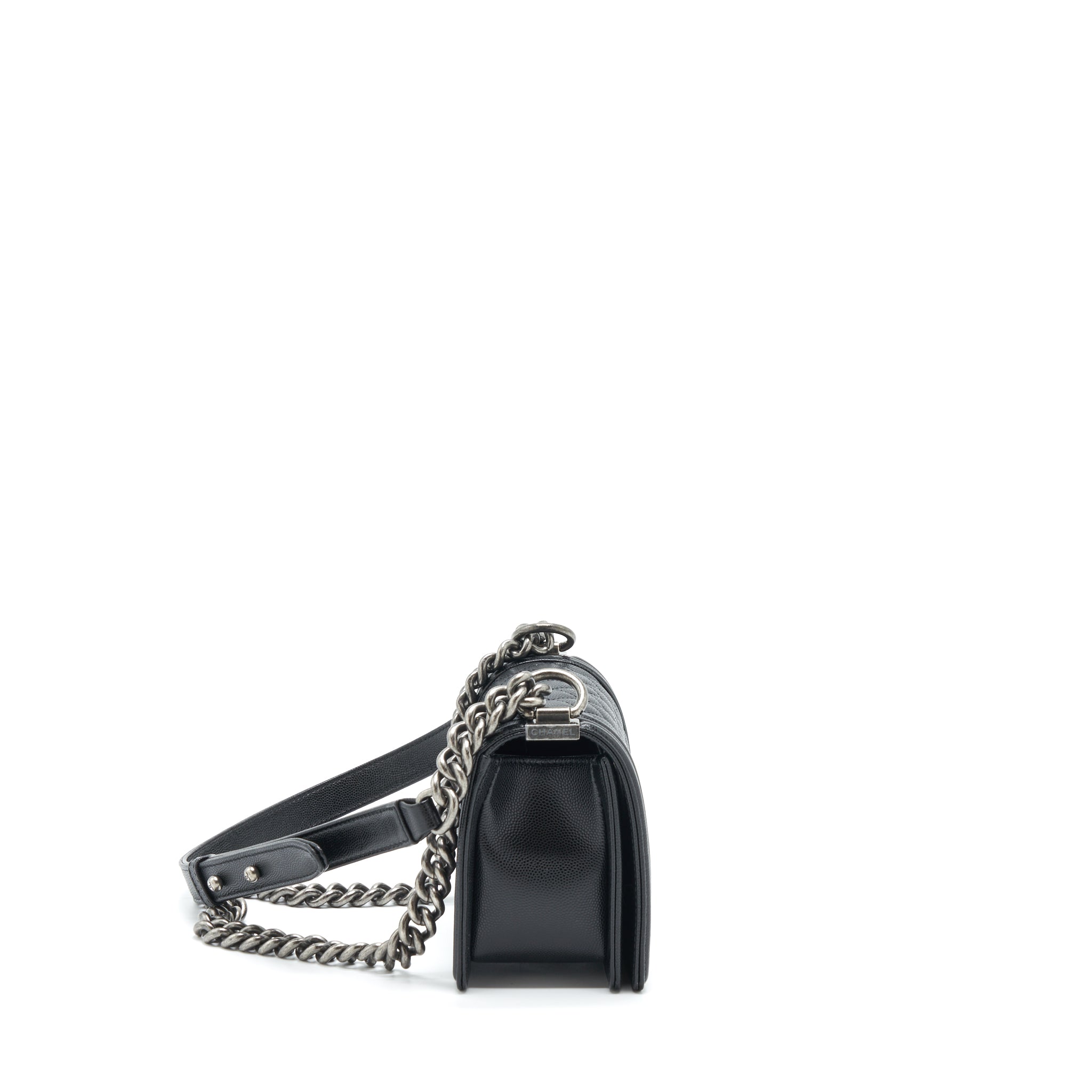 Chanel Small Boy Bag Caviar Black Ruthenium Sliver Hardware
