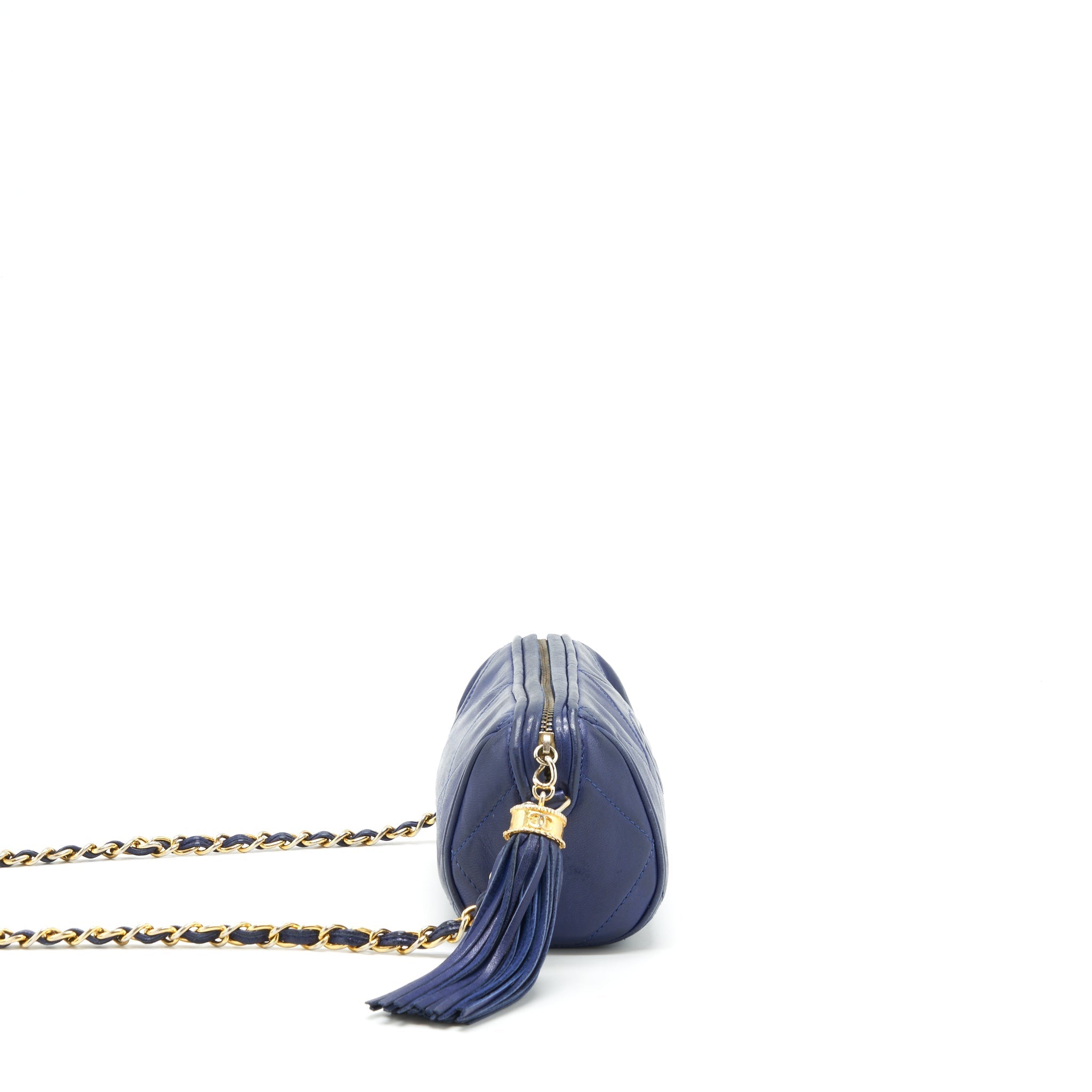 Chanel Vintage Barrel Bag Lambskin Navy