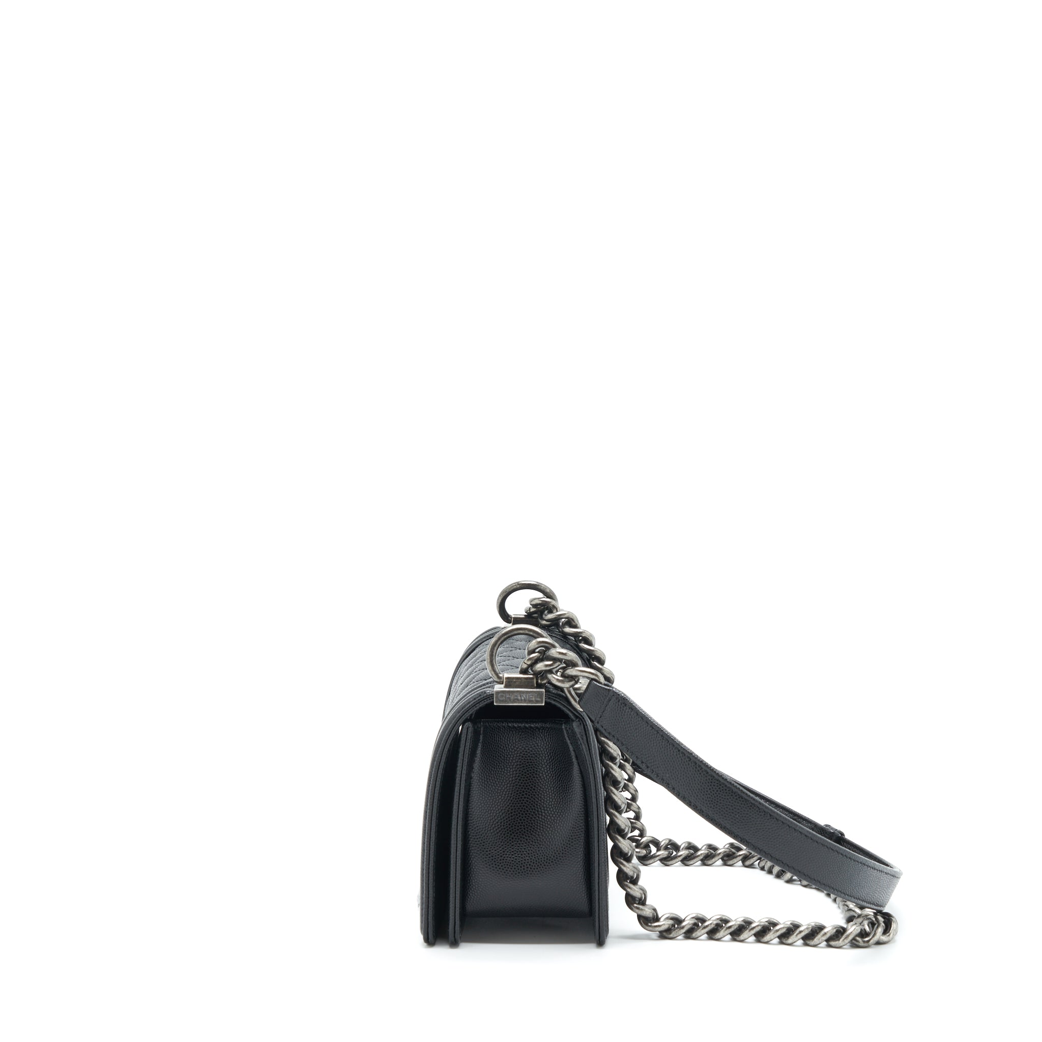 Chanel Small Boy Bag Caviar Black Ruthenium Sliver Hardware