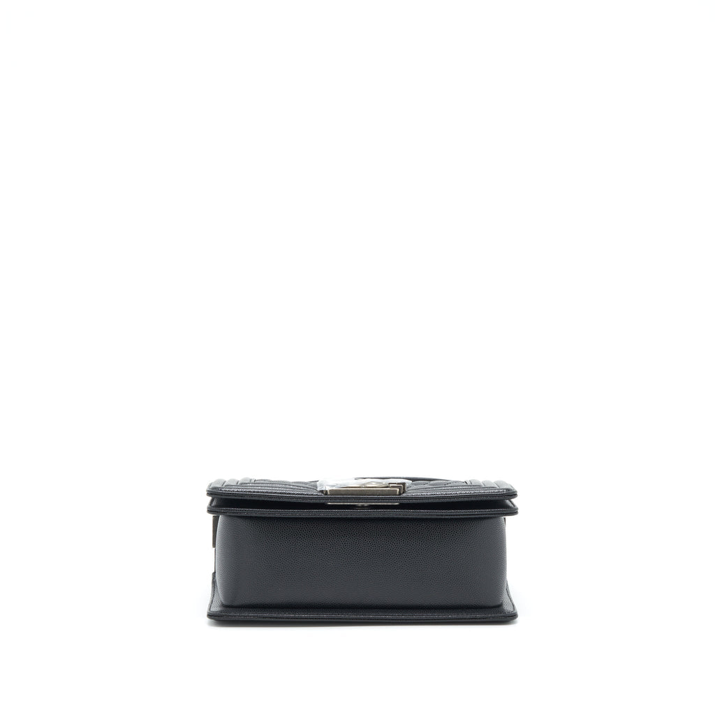 Chanel Small Boy Bag Caviar Black Ruthenium Sliver Hardware