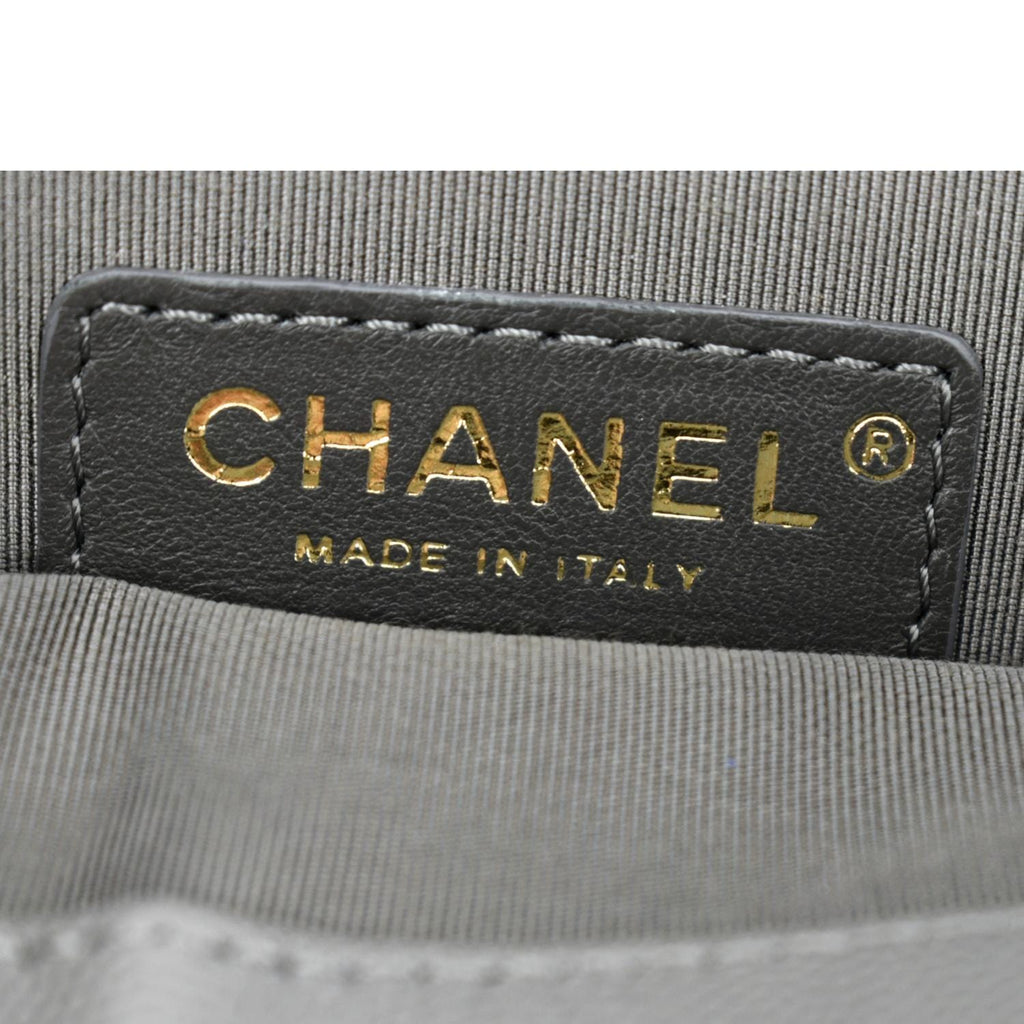 CHANEL Lady Coco Flap Suede Caviar Leather Crossbody Bag Gray