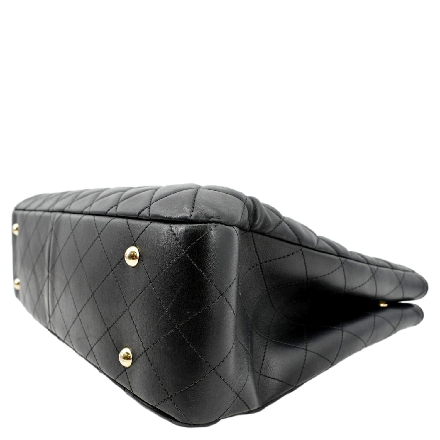 CHANEL Large Classic Shopping Quilted Leather Tote Bag Black