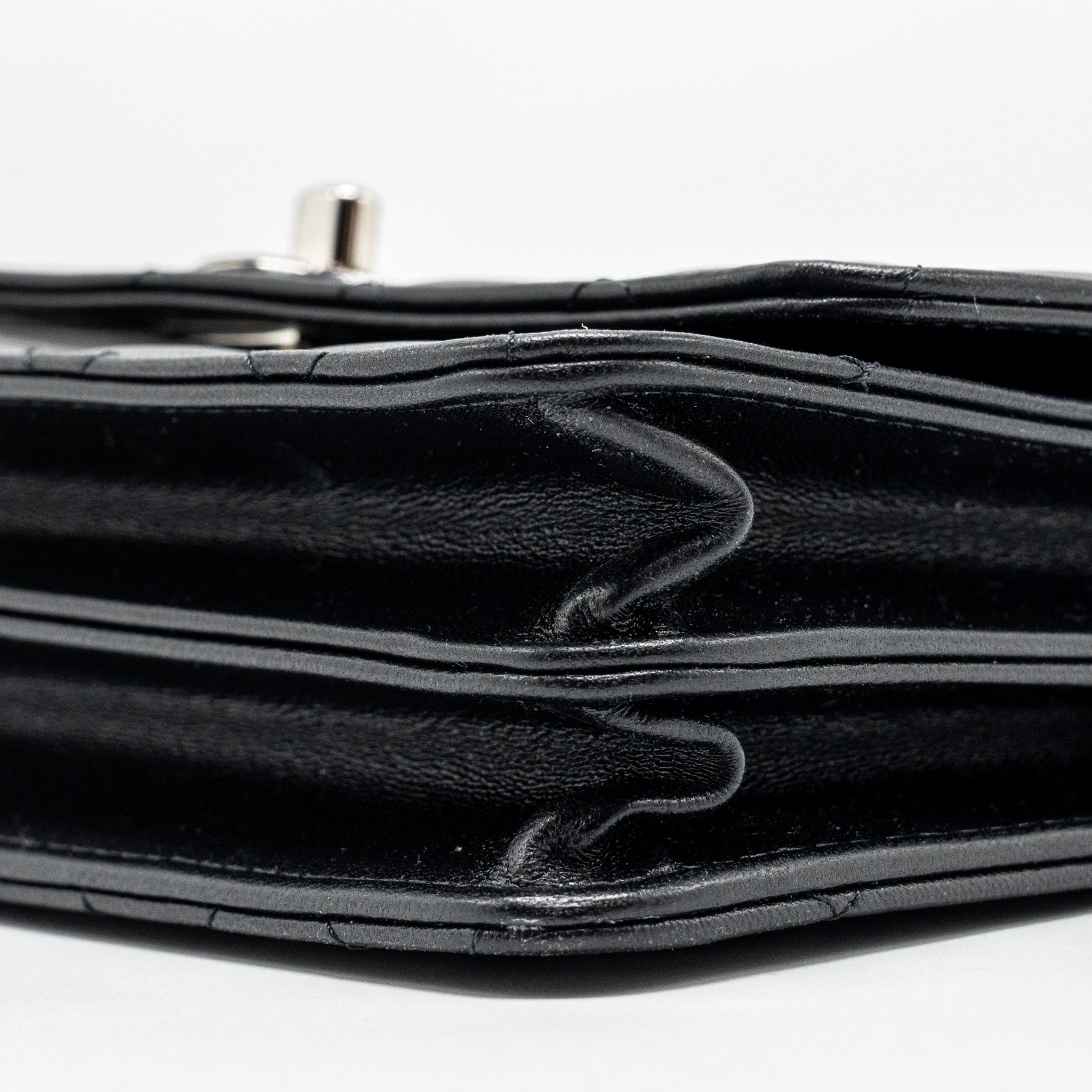 Chanel Top Handle Mini Wallet On Chain Flap Bag Lambskin Black  (Microchip)