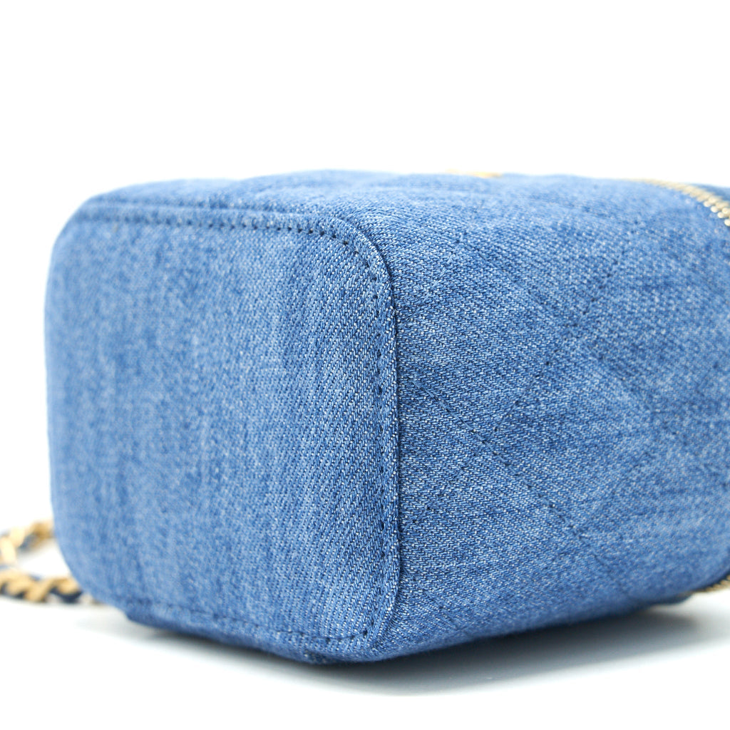 Chanel 22C Pearl Crush mini Vanity with Chain Denim