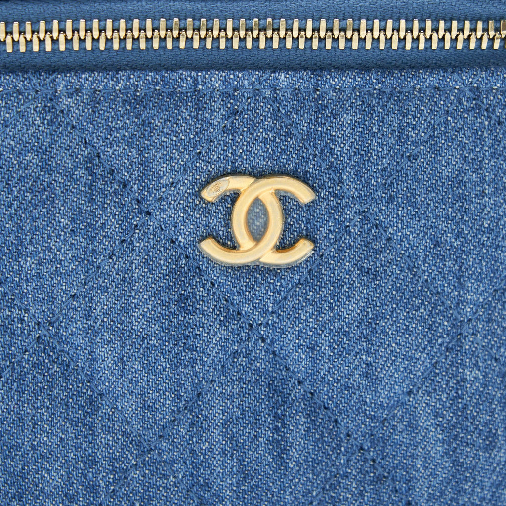 Chanel 22C Pearl Crush mini Vanity with Chain Denim