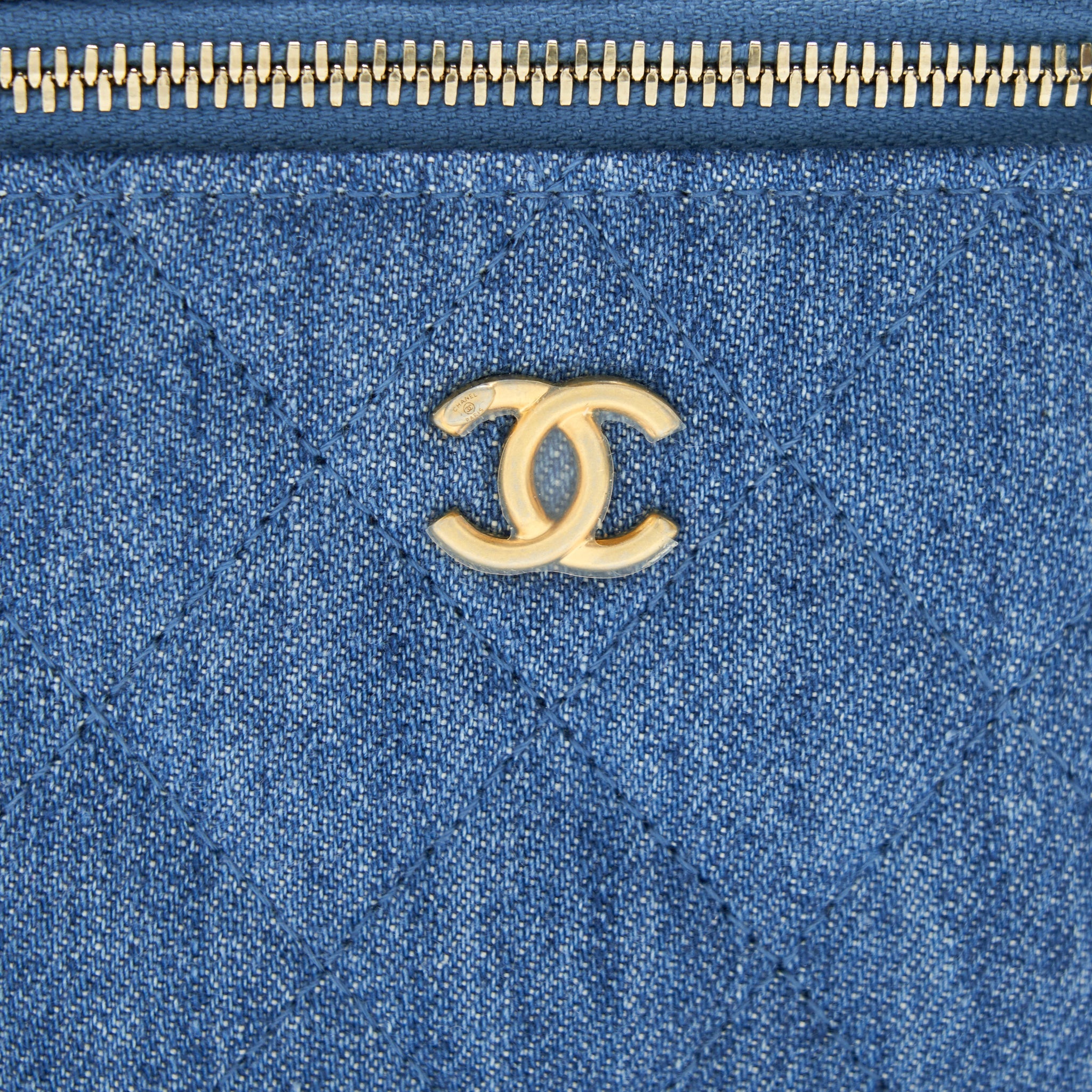 Chanel 22C Pearl Crush mini Vanity with Chain Denim