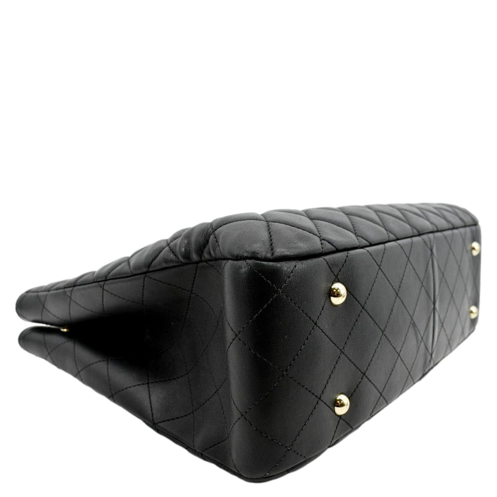CHANEL Large Classic Shopping Quilted Leather Tote Bag Black