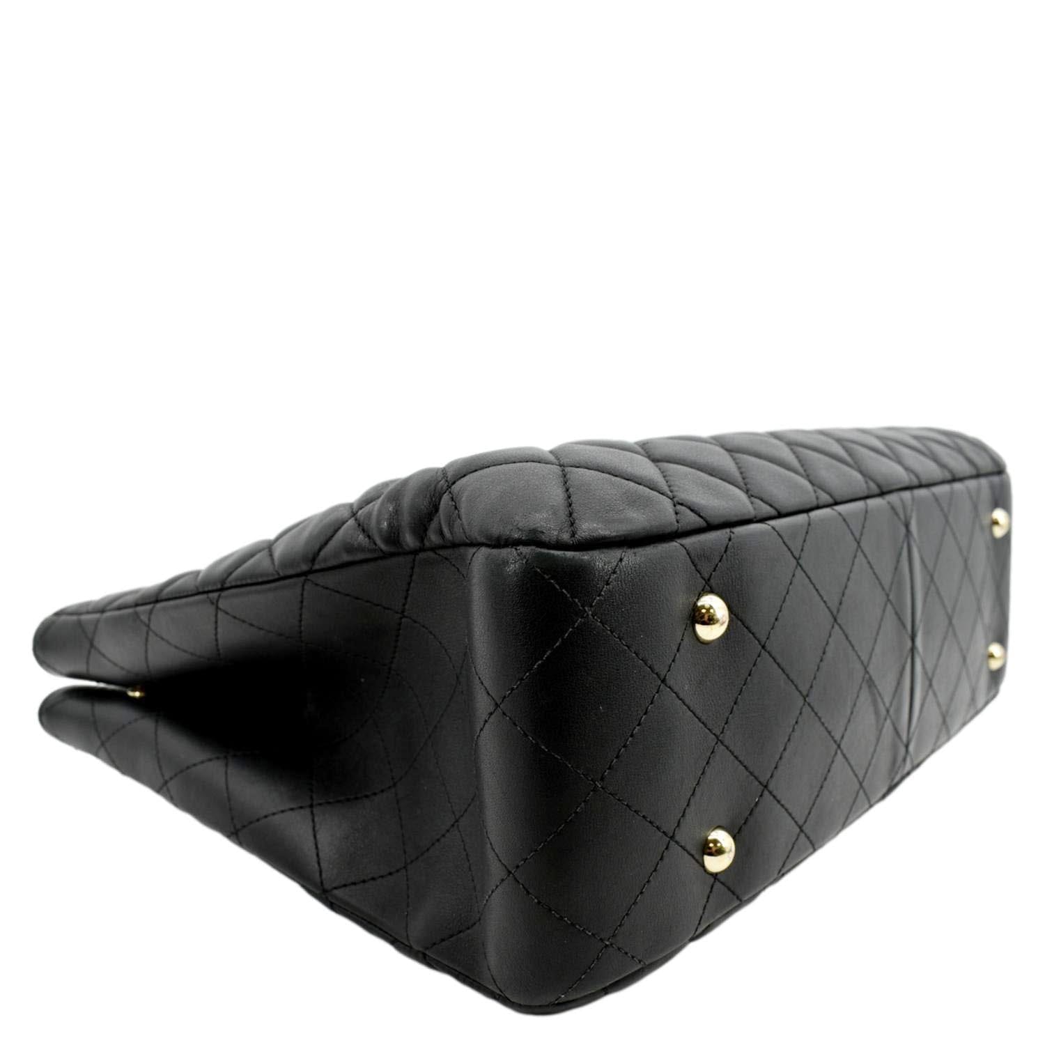 CHANEL Large Classic Shopping Quilted Leather Tote Bag Black