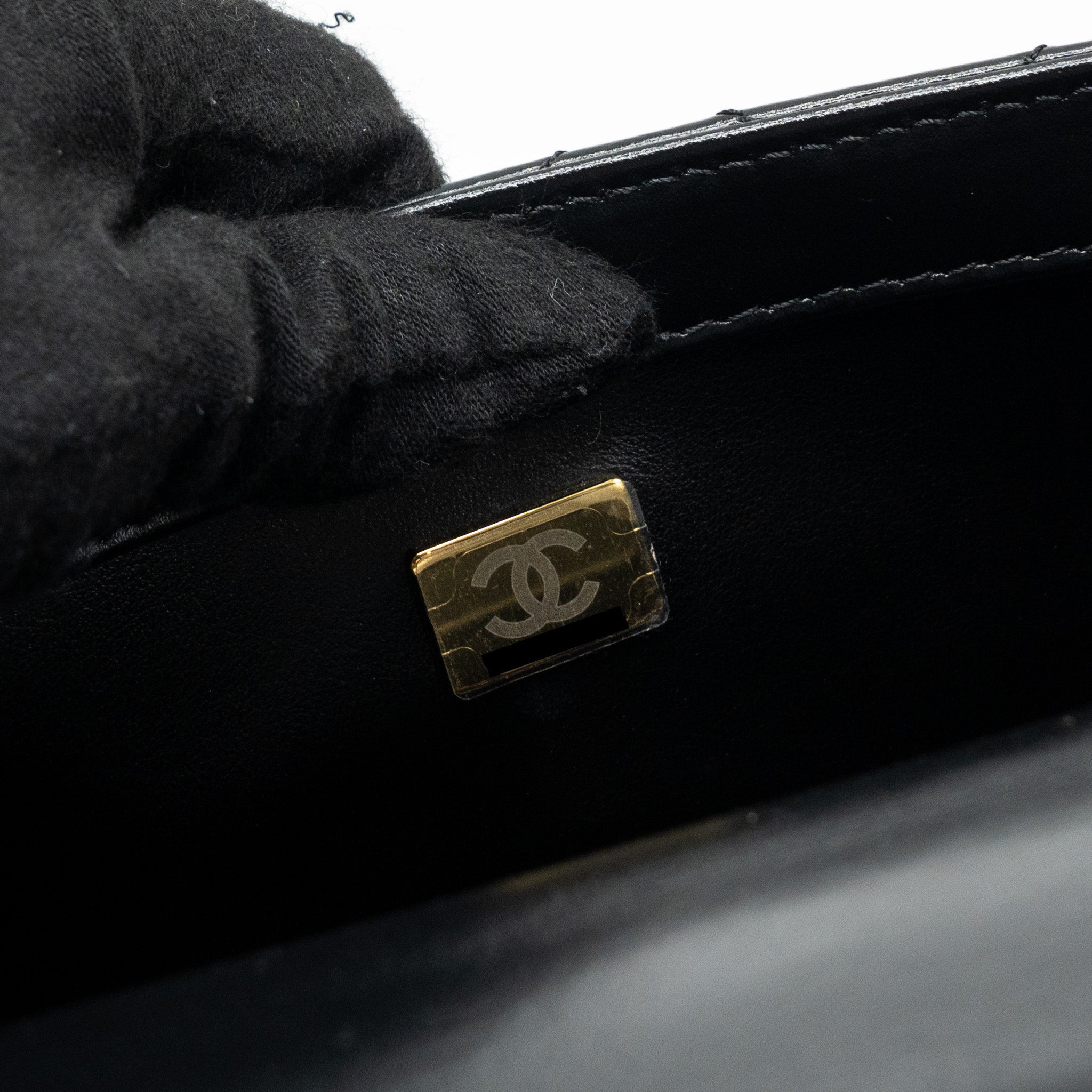 Chanel 24c Gold Crush Mini Flap Bag Calfskin Black  (Microchip)