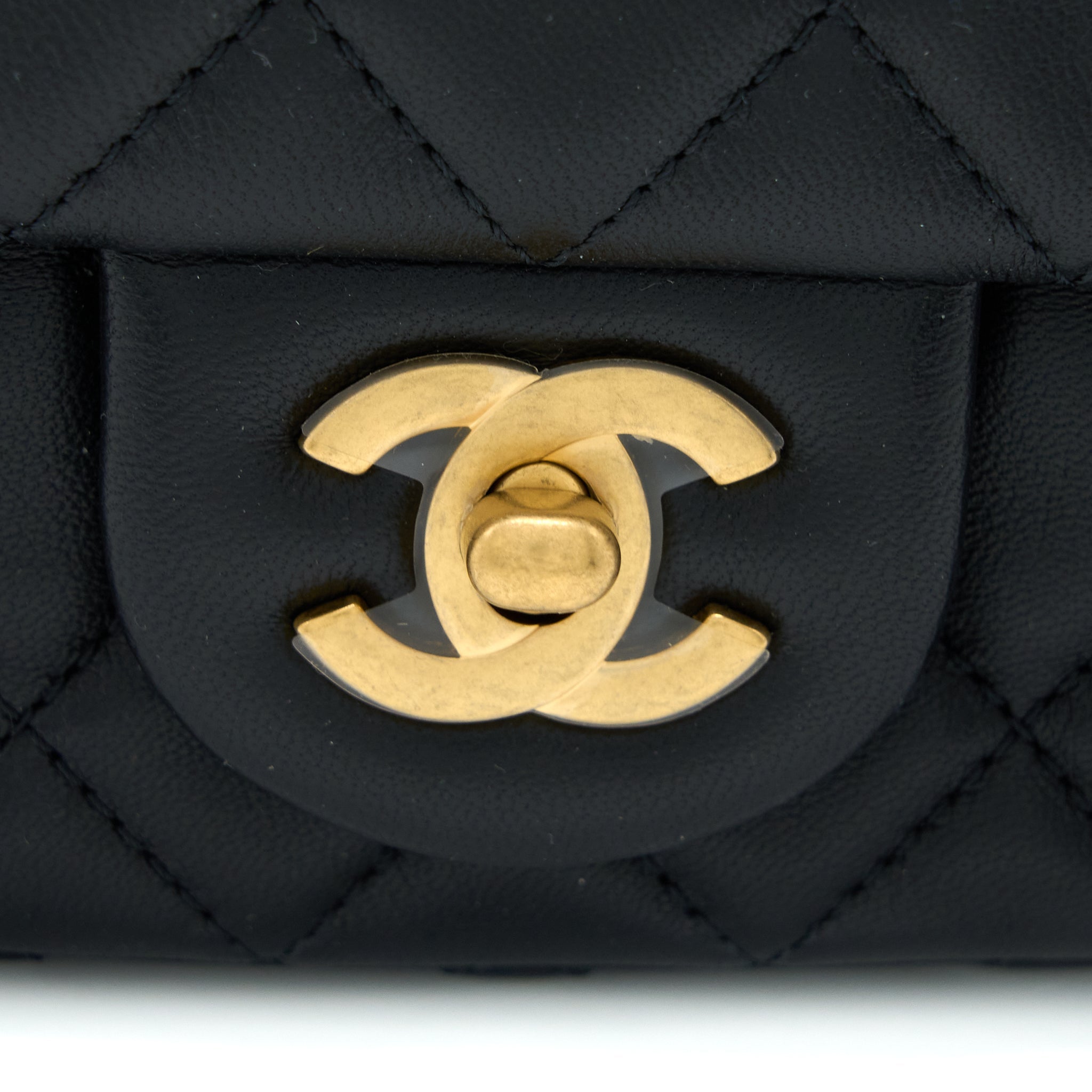 Chanel Pearl Crush Mini Rectangular Lambskin Black Brushed  (Microchip)