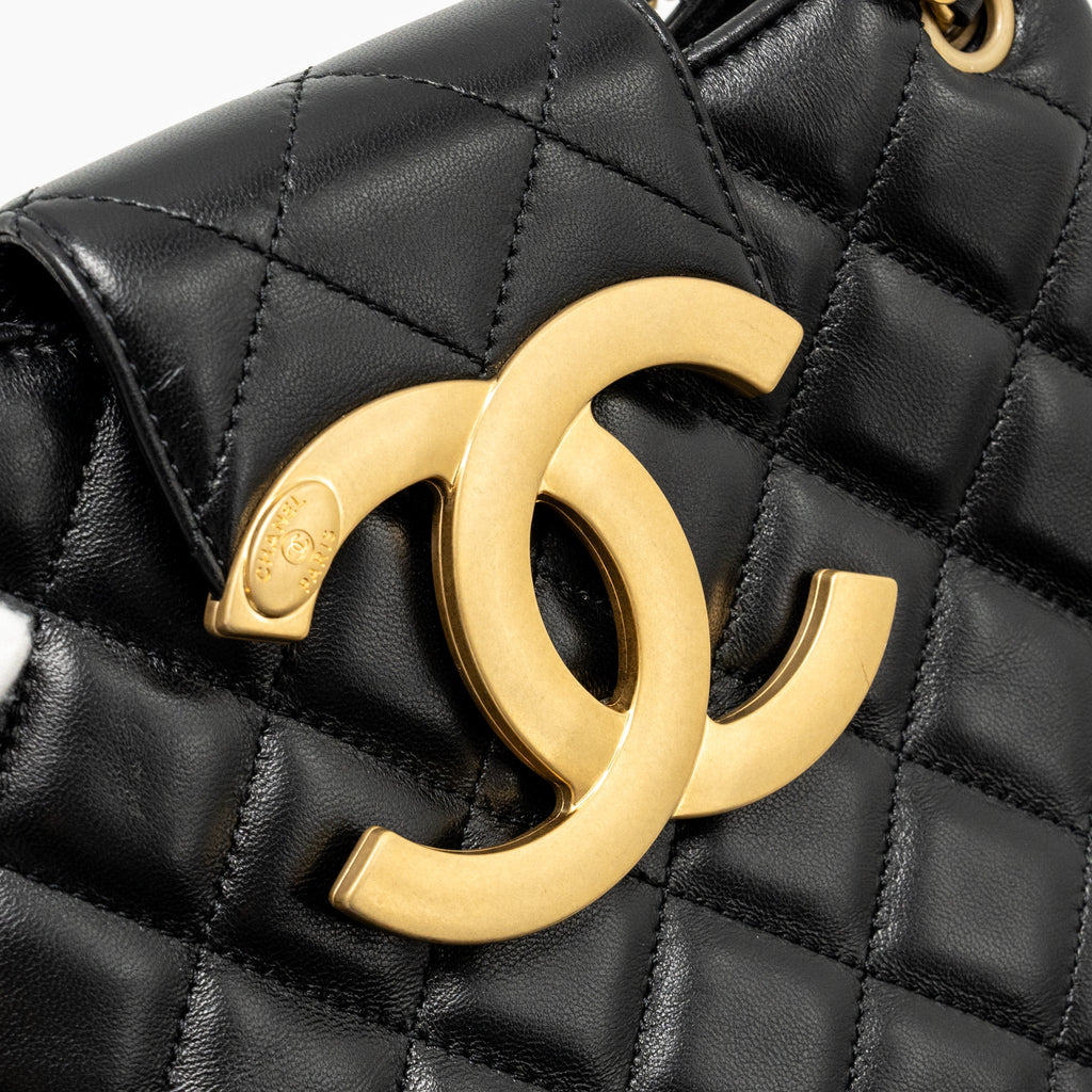 Chanel 24C Quilted Small Messenger Bag Black Lambskin  (Microchip)