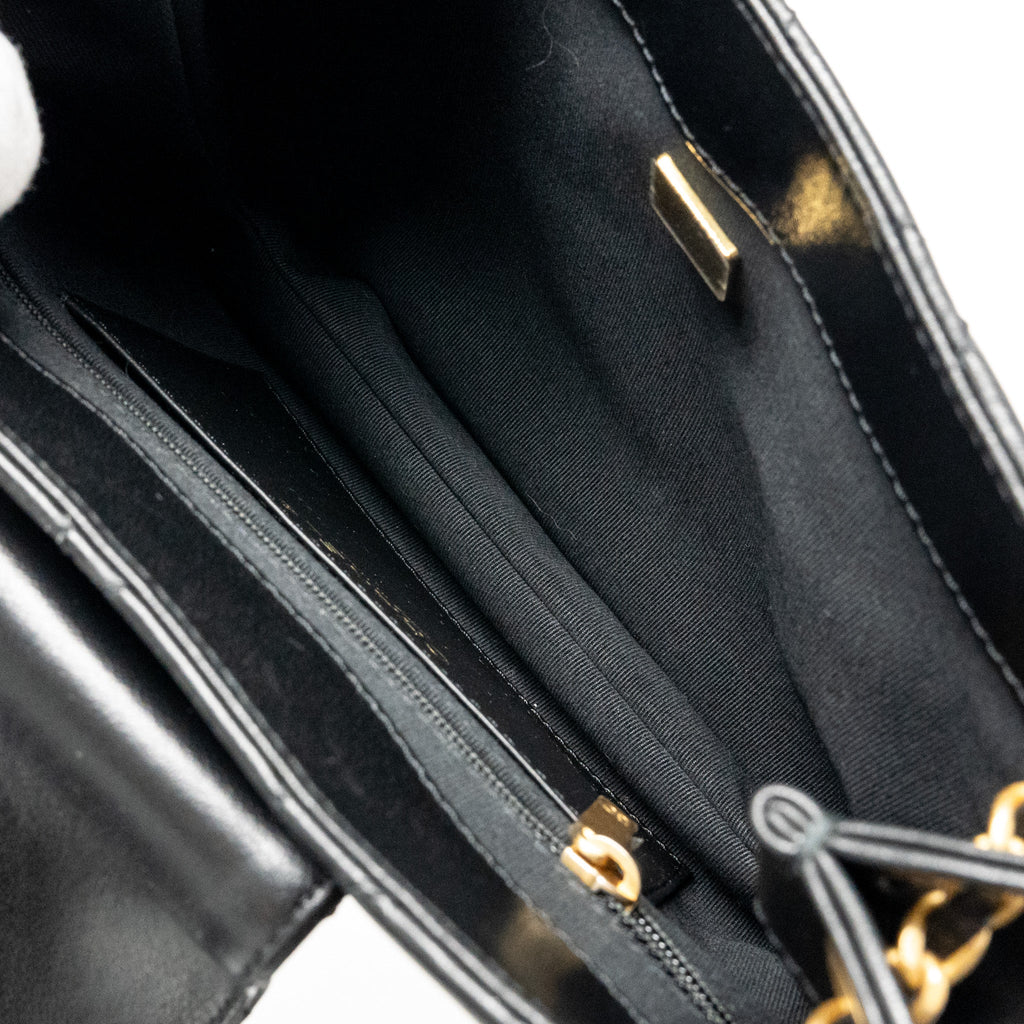 Chanel 24C Quilted Small Messenger Bag Black Lambskin  (Microchip)
