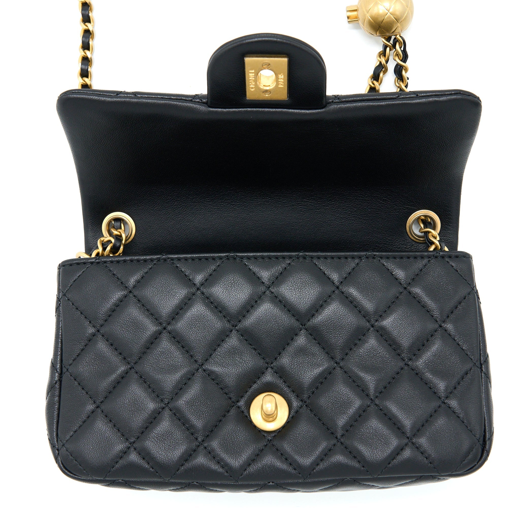 Chanel Pearl Crush Mini Rectangular Lambskin Black Brushed  (Microchip)
