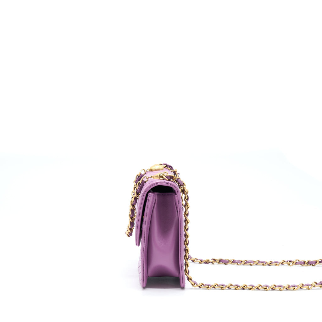 Chanel Square Flap Bag Lambskin Light Purple Brushed