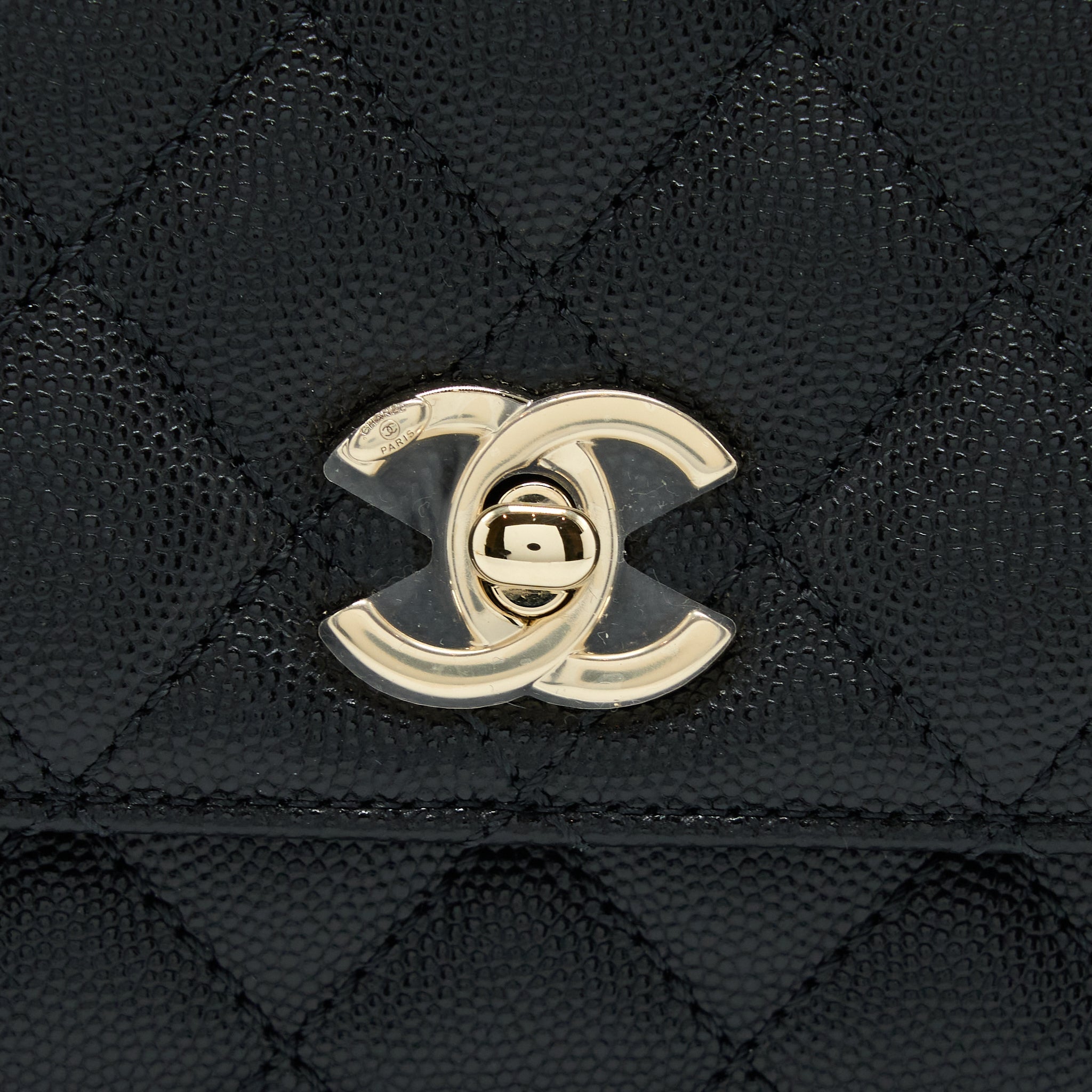 Chanel Mini Coco Handle Bag With Dark Red Handle Caviar Black L(Microchip)