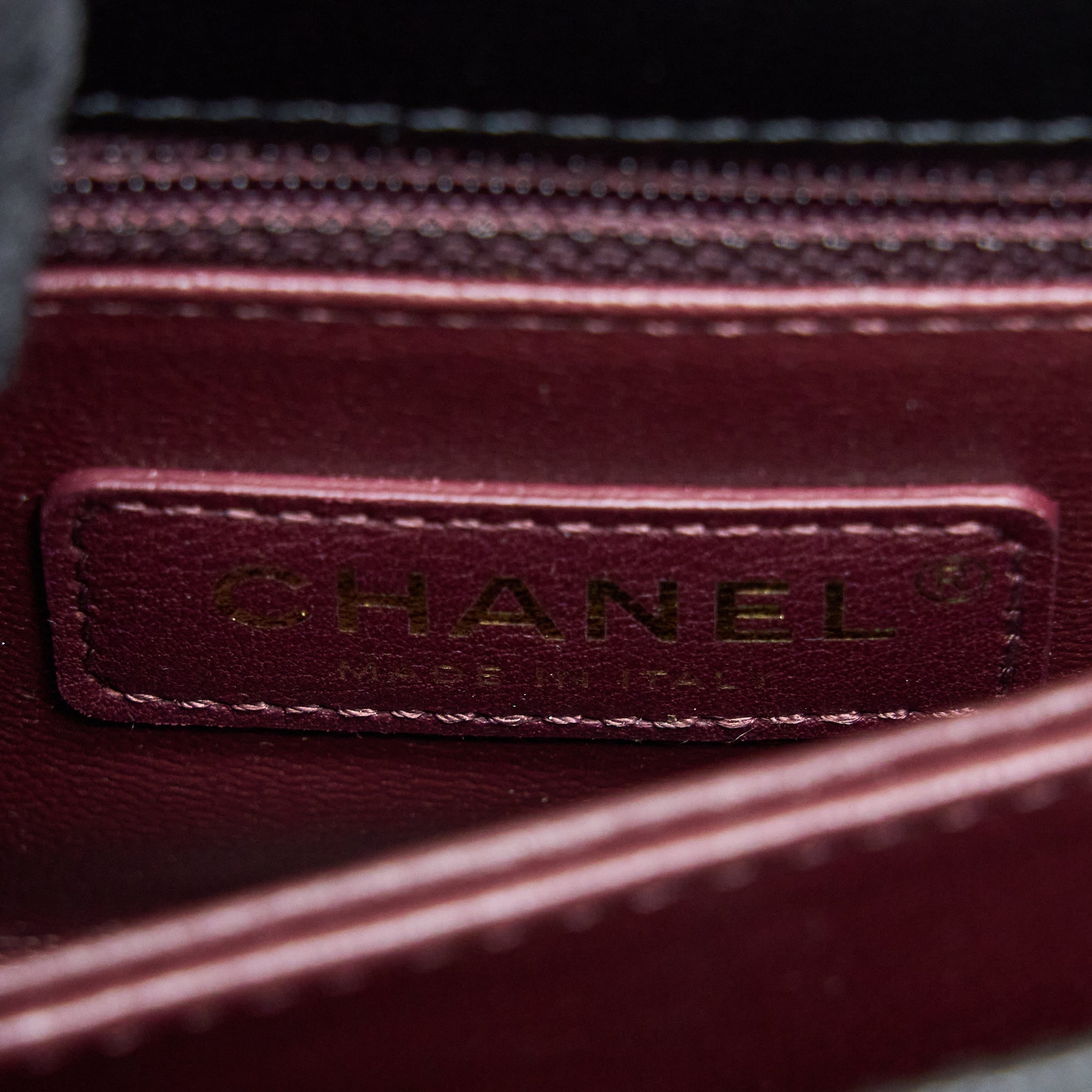 Chanel Mini Coco Handle Bag With Dark Red Handle Caviar Black L(Microchip)