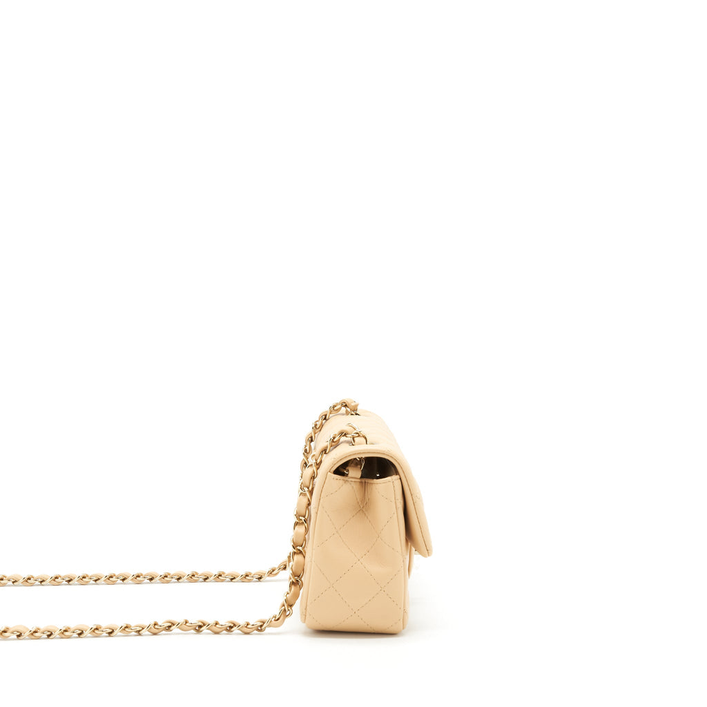 Chanel Mini Rectangular Lambskin Light Beige L
