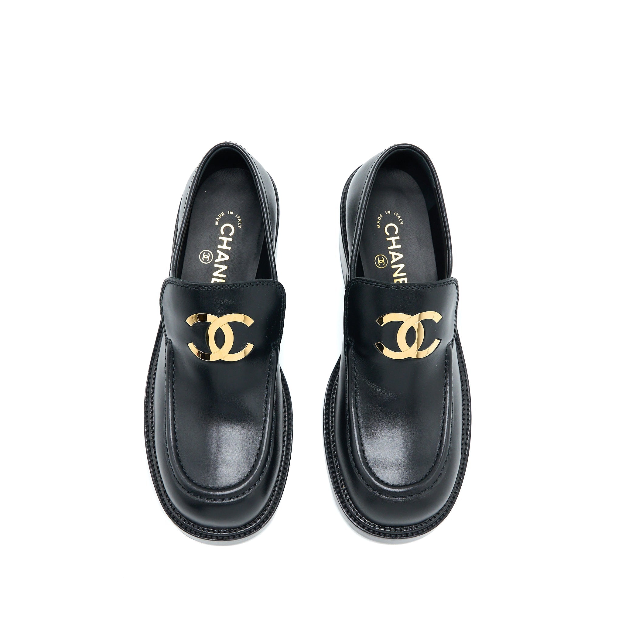 Chanel 22K Size 38 Loafer Leather Black