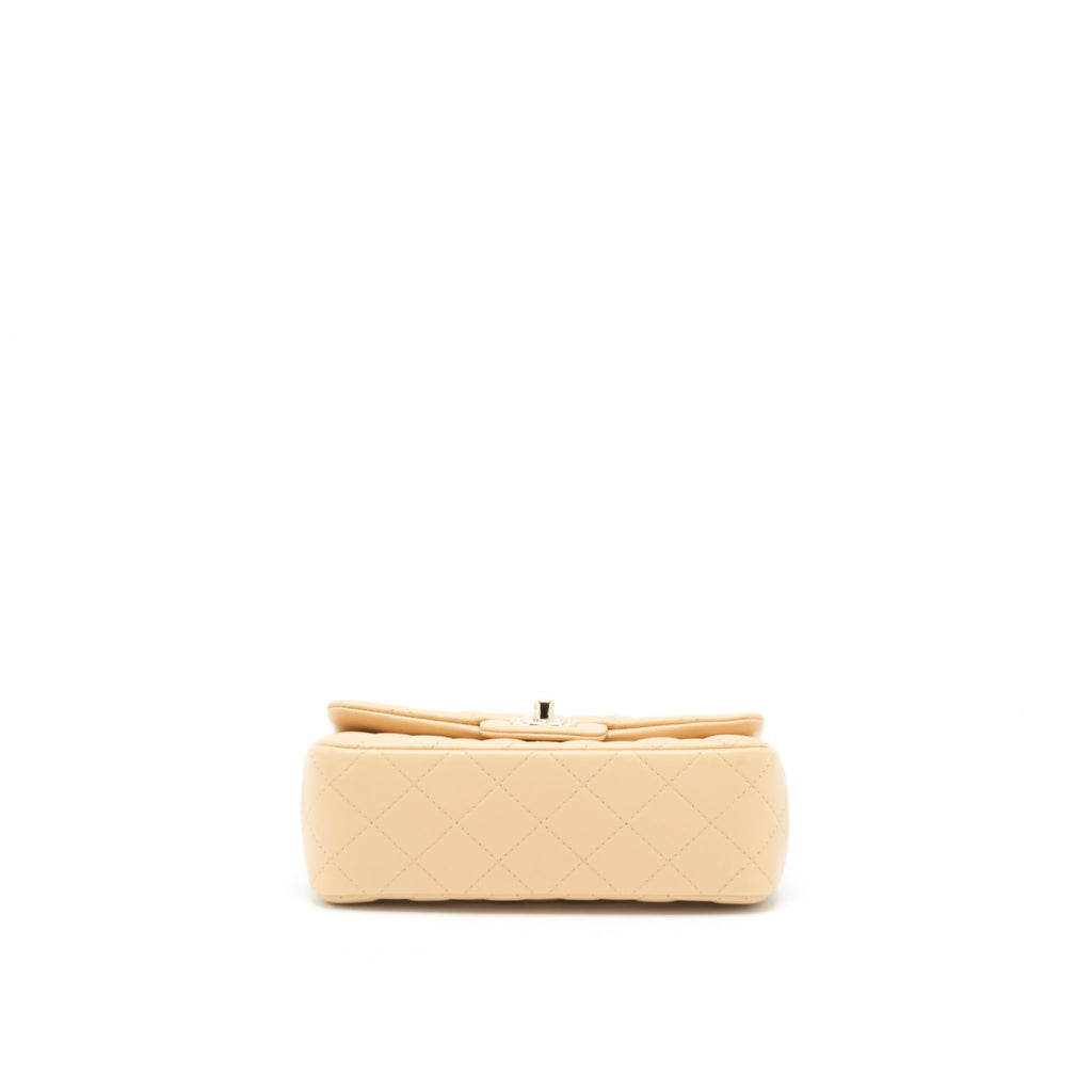 Chanel Mini Rectangular Lambskin Light Beige L
