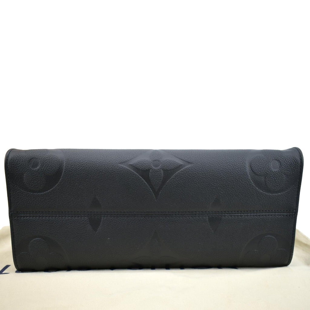 LOUIS VUITTON Onthego MM Giant Monogram Empreinte Leather Tote Shoulder Bag Black