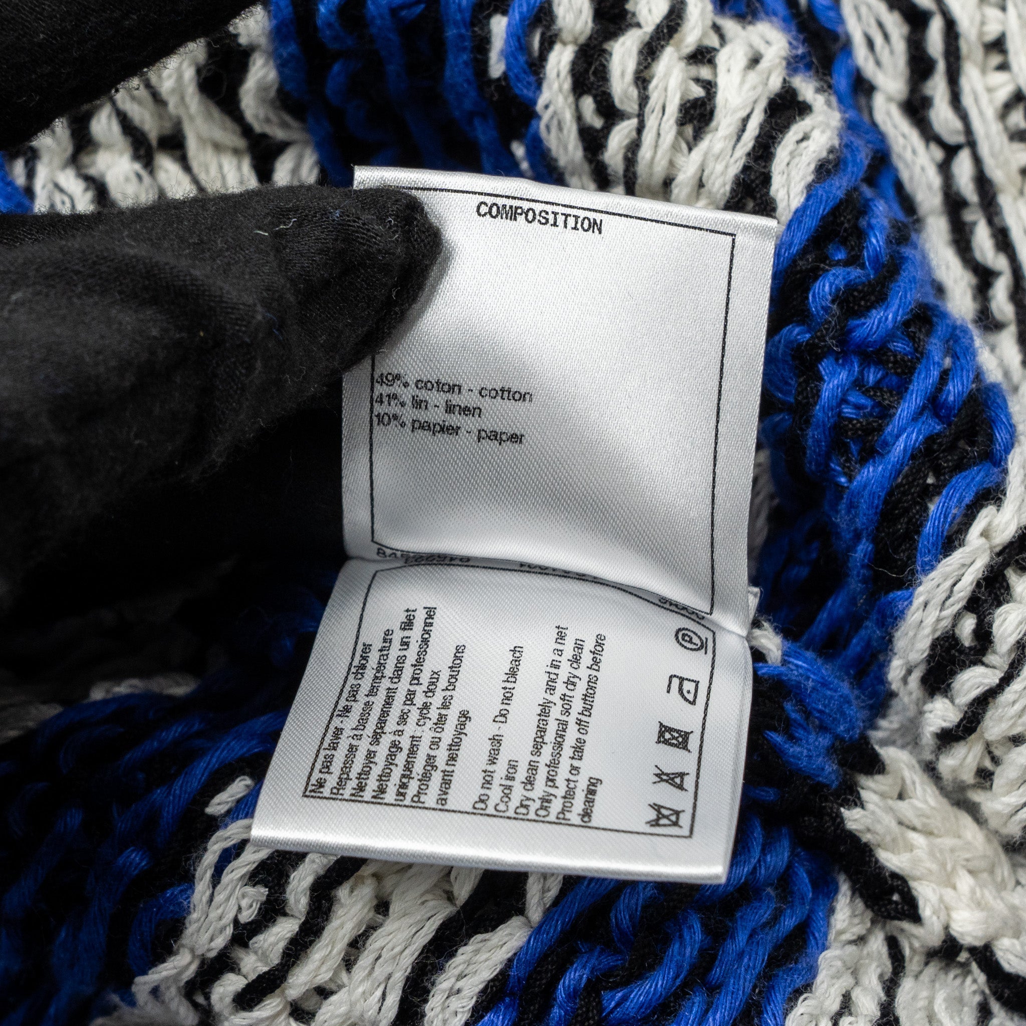 Chanel size 38 21C cotton jacket Cotton/Linen/paper blue/white/black