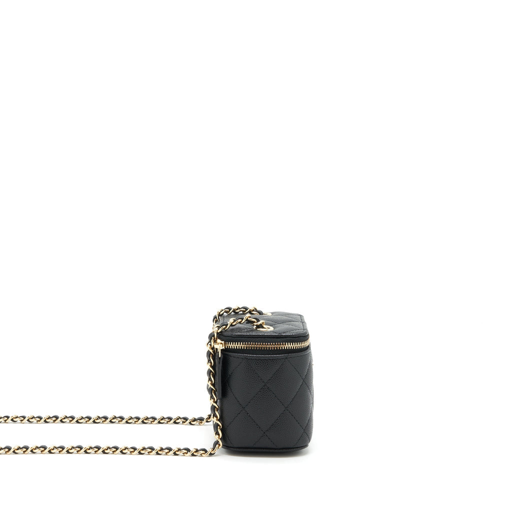 Chanel 22C Mini Vanity With Chain Caviar Black L
