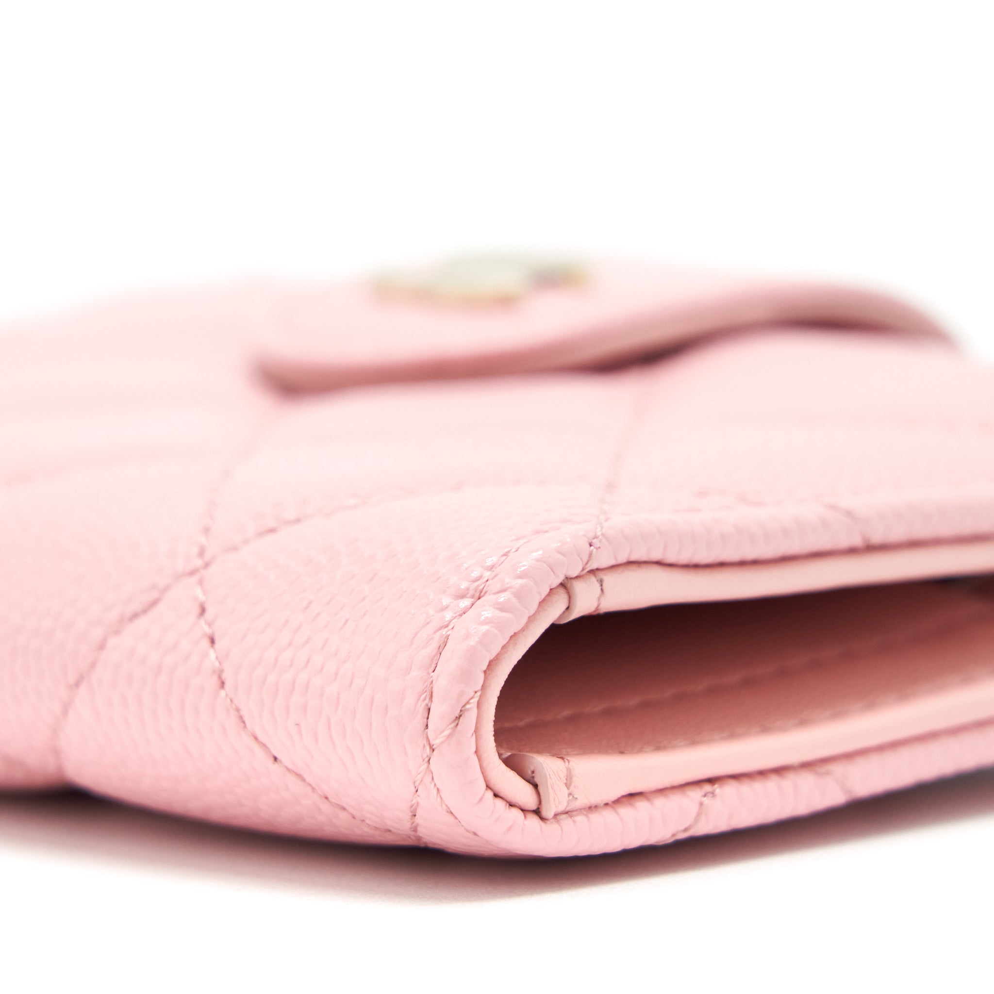 Chanel Double Zip Card Holder Caviar Pink L