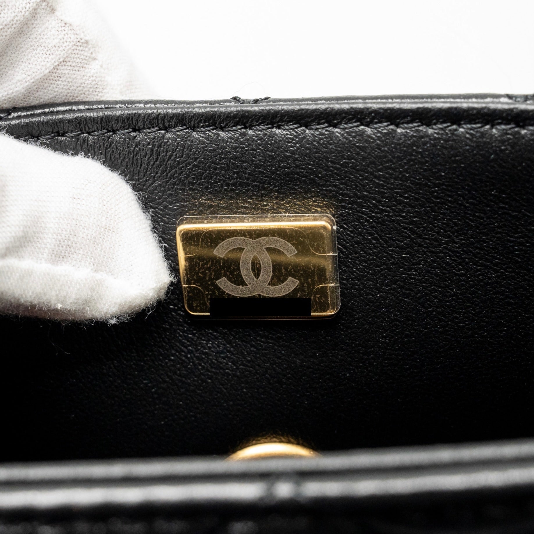 Chanel 25p Top Handle Flap Bag Shiny Lambskin Black (microchip)