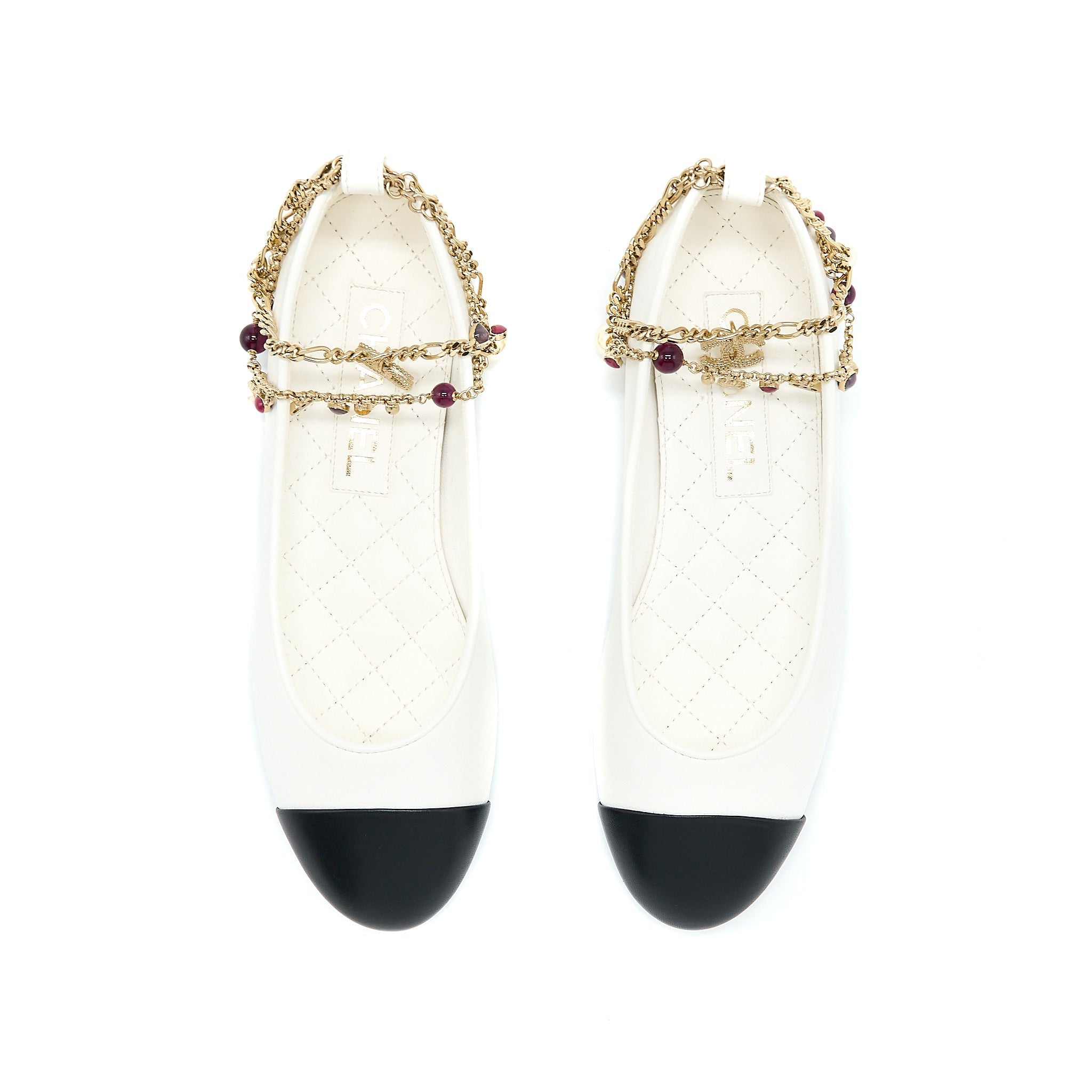 Chanel Size 36 Ballerina Shoes With Charm Chain