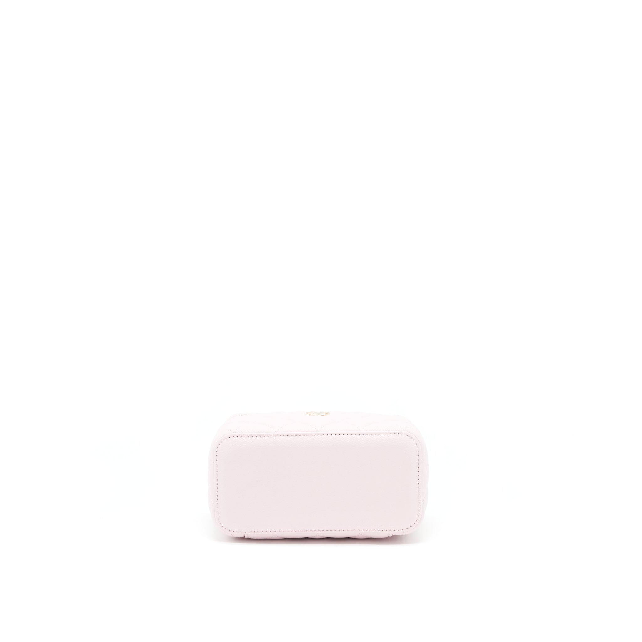 Chanel 22P Long Vanity Case With Logo Chain Caviar Light Pink L