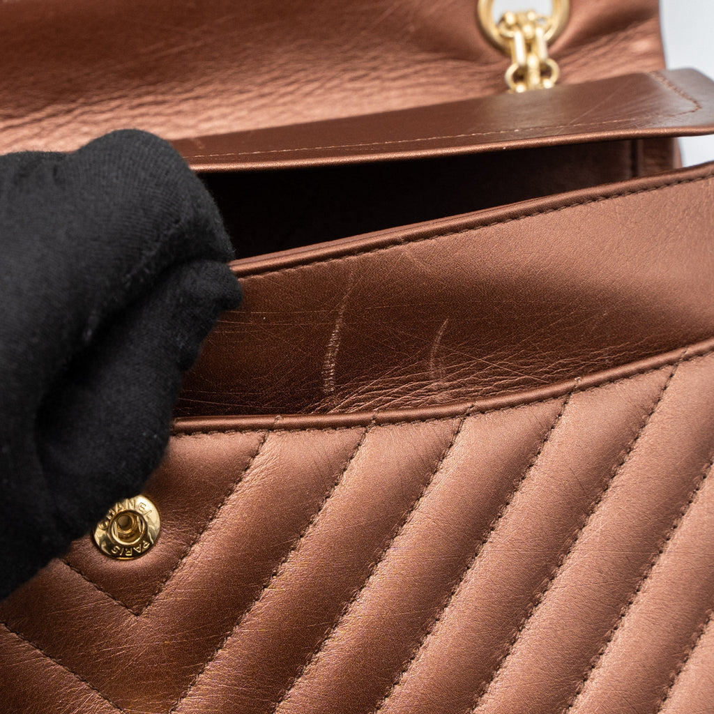 Chanel 2.55 226 Reissue Flap Bag Chevron Aged Calfskin Bronze Brushed
