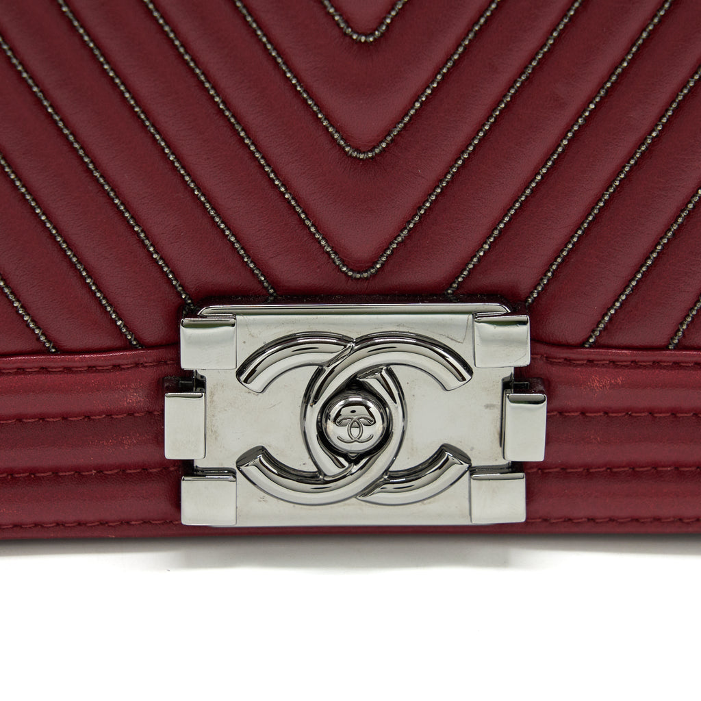 Chanel Medium Chevron Boy Chanel Bag Limited Edition dark red