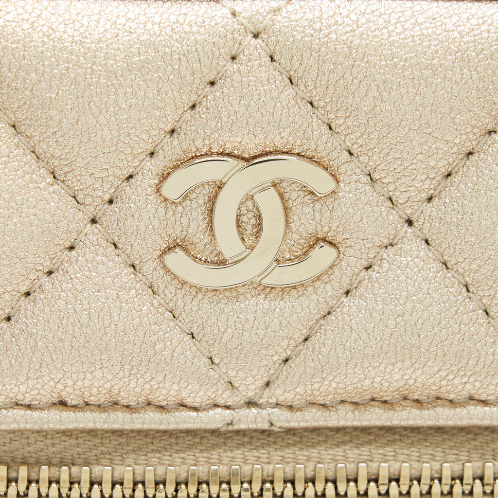 Chanel Classic Vanity Phone Holder With Chain Lambskin Gold