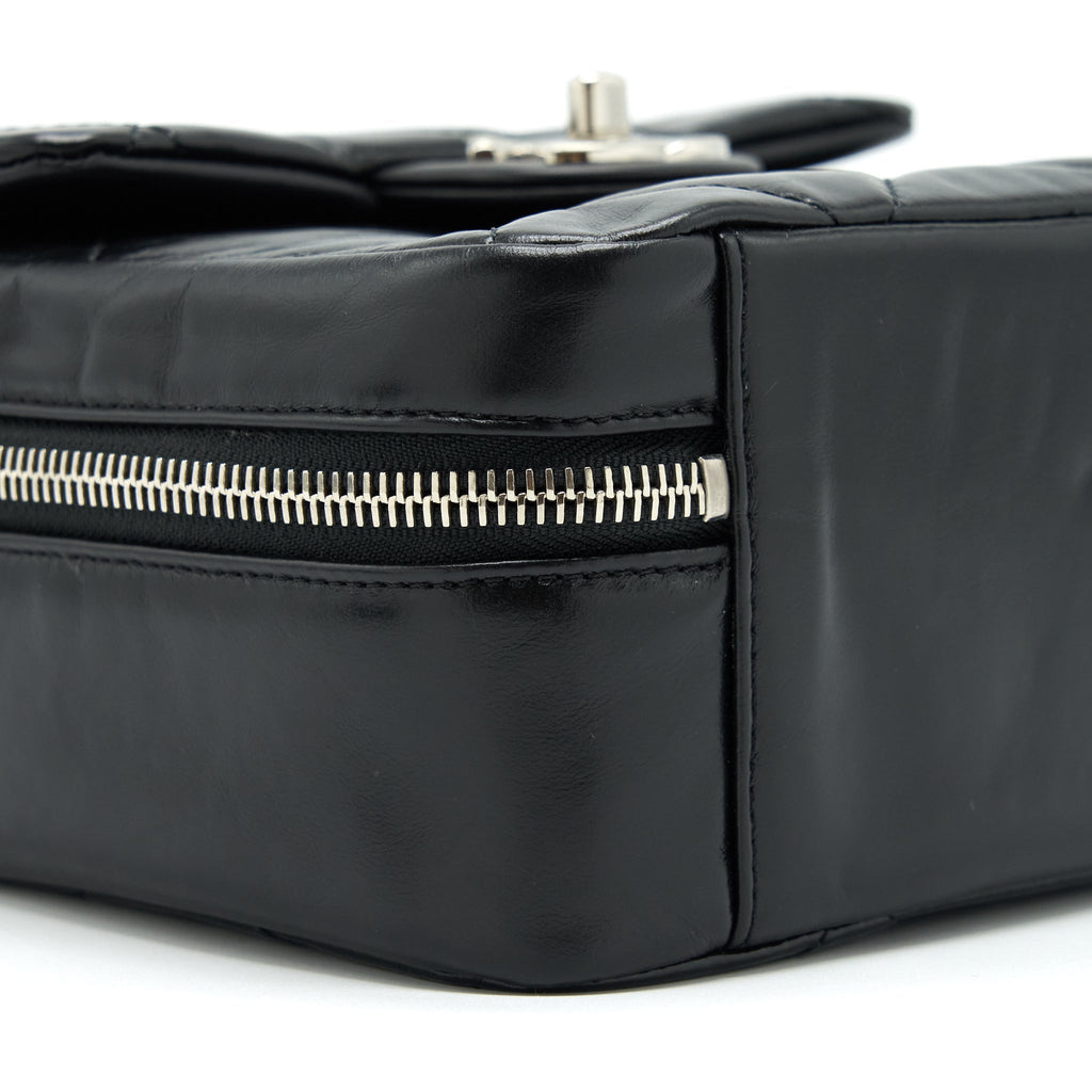Chanel Quilted Vertical Top Handle Bag Calfskin Black