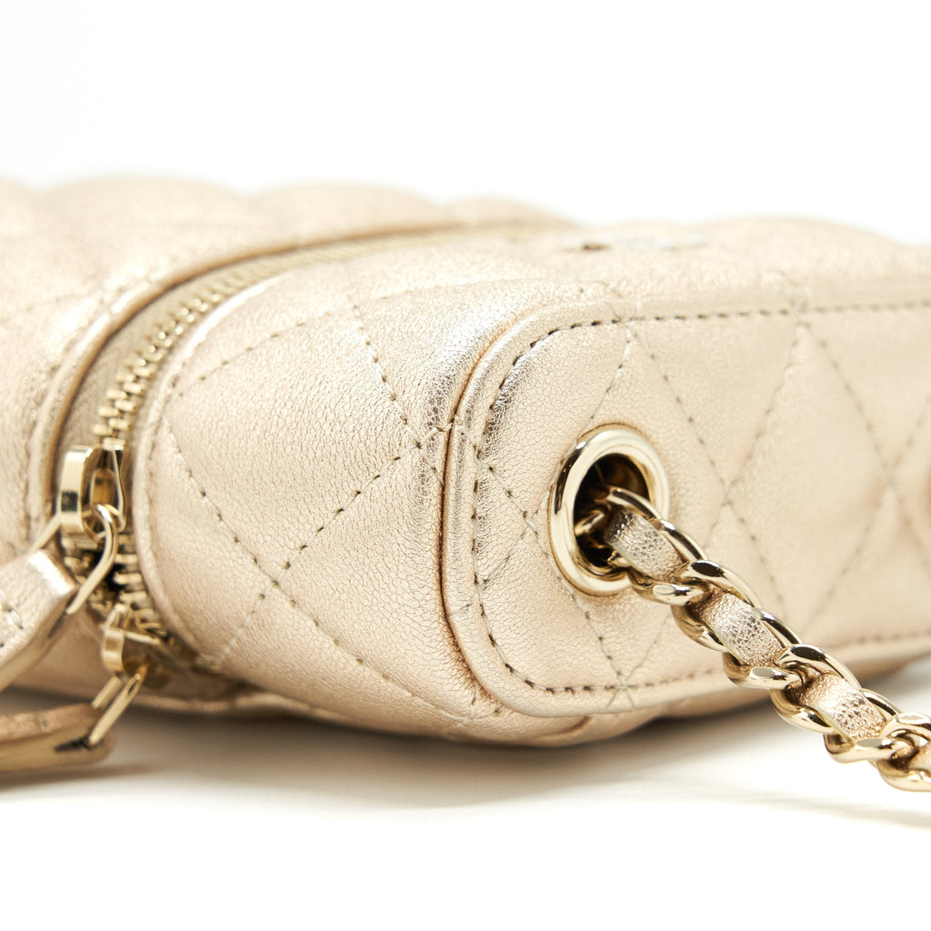 Chanel Classic Vanity Phone Holder With Chain Lambskin Gold