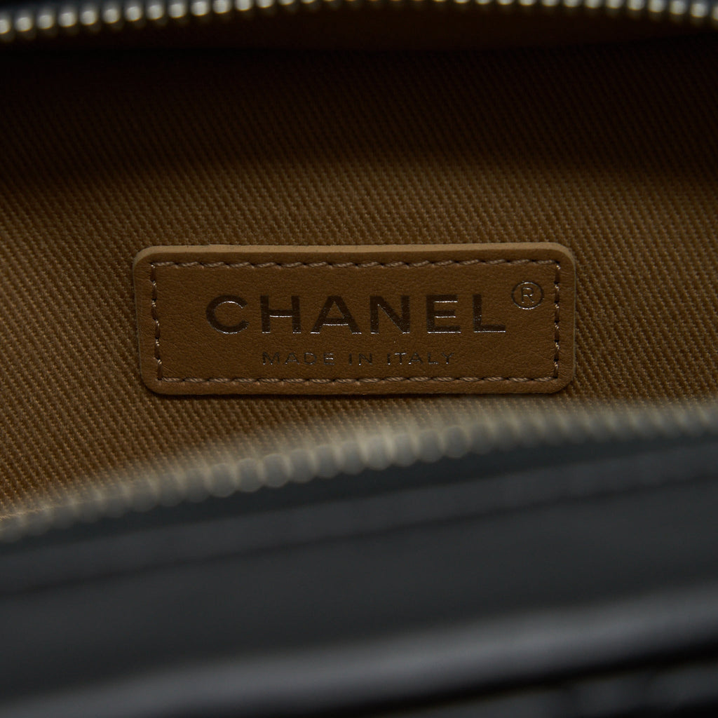 Chanel Quilted Vertical Top Handle Bag Calfskin Black