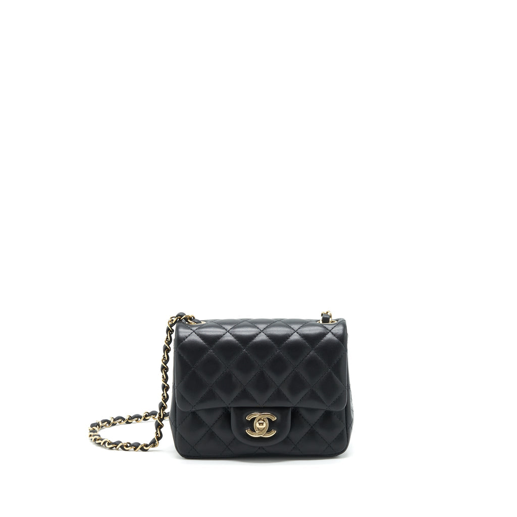 Chanel Mini Square Flap Bag Lambskin Black L