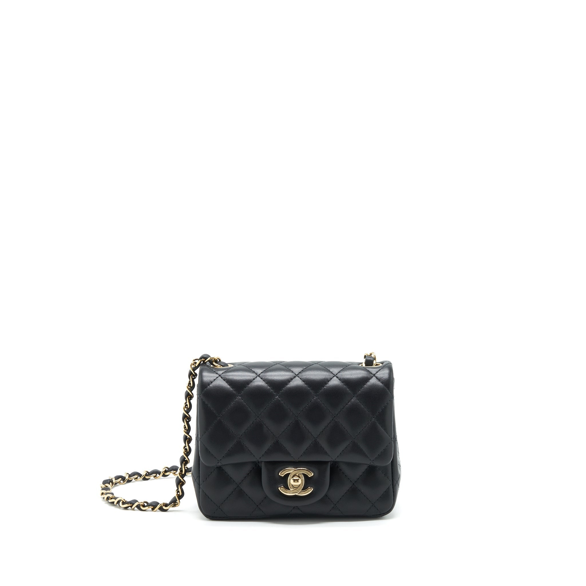 Chanel Mini Square Flap Bag Lambskin Black L