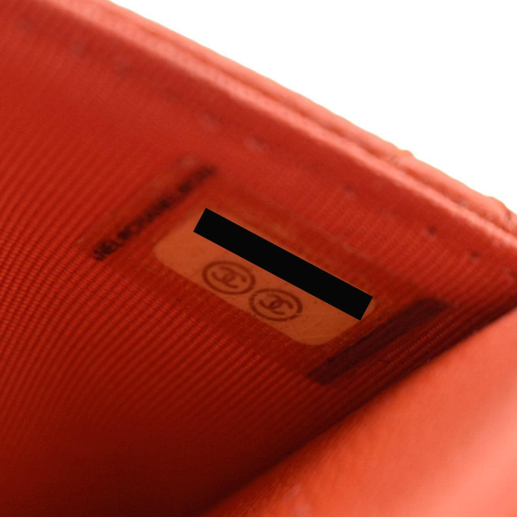 CHANEL WOC Quilted Caviar Leather Crossbody Wallet Red Orange