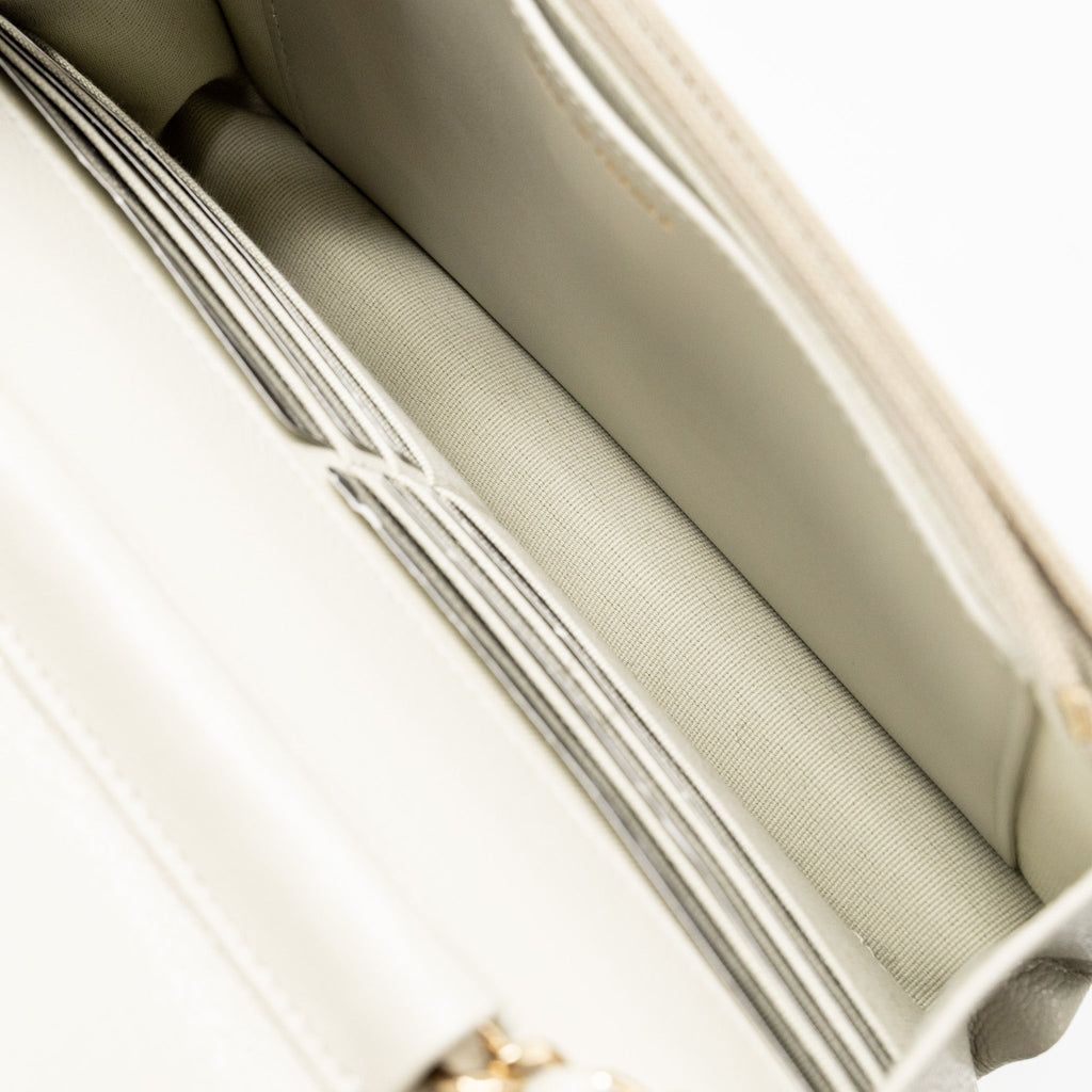 Chanel Classic Wallet on Chain Caviar Creamy White L(microchip)